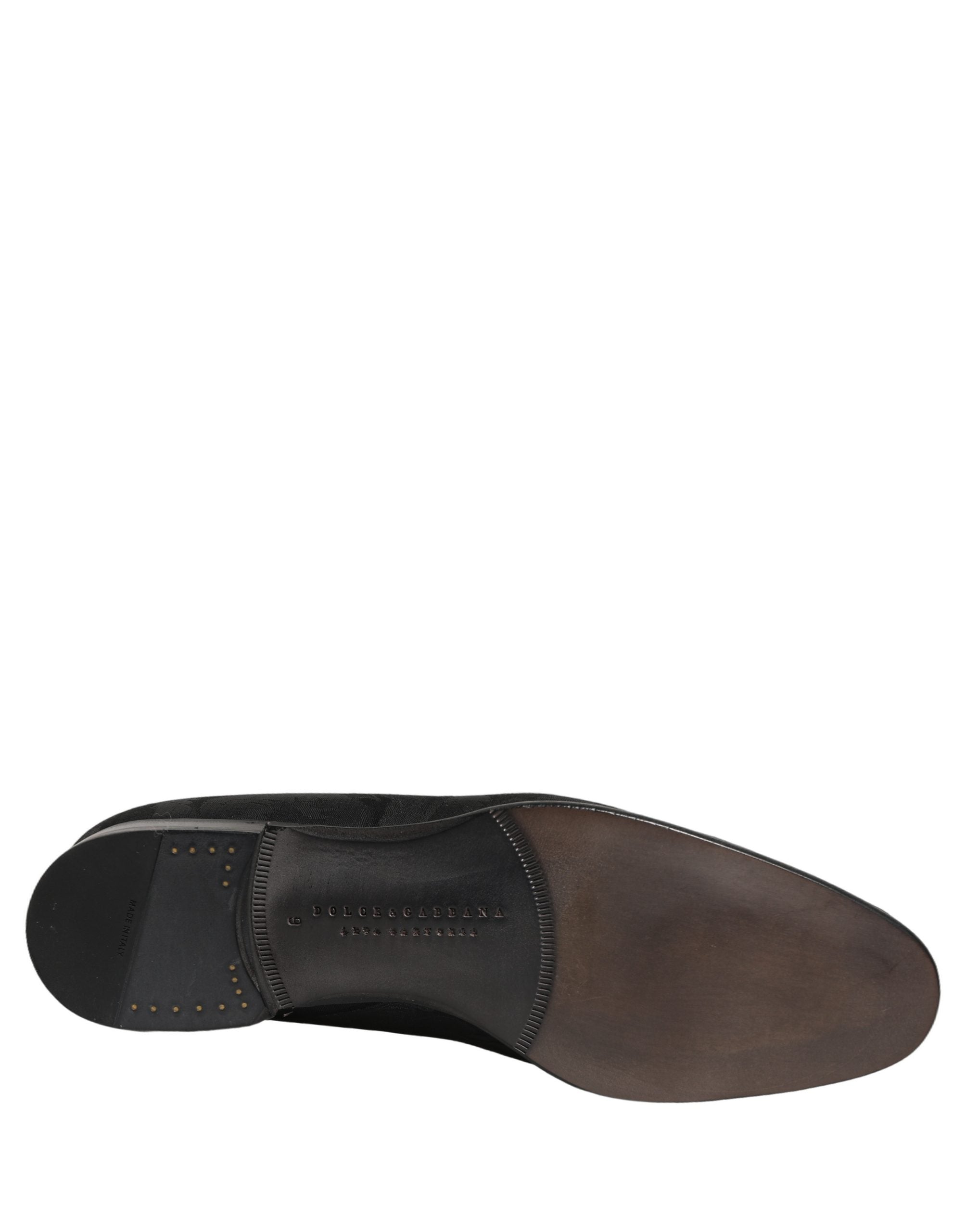 Dolce & Gabbana Black Brocade Men Slip On Dress Loafers Shoes