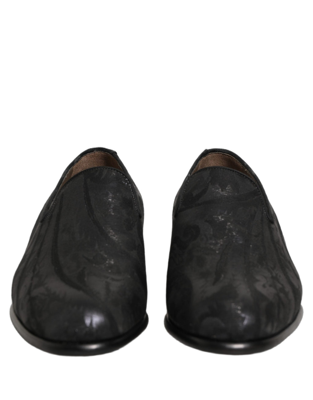 Dolce & Gabbana Black Brocade Men Slip On Dress Loafers Shoes