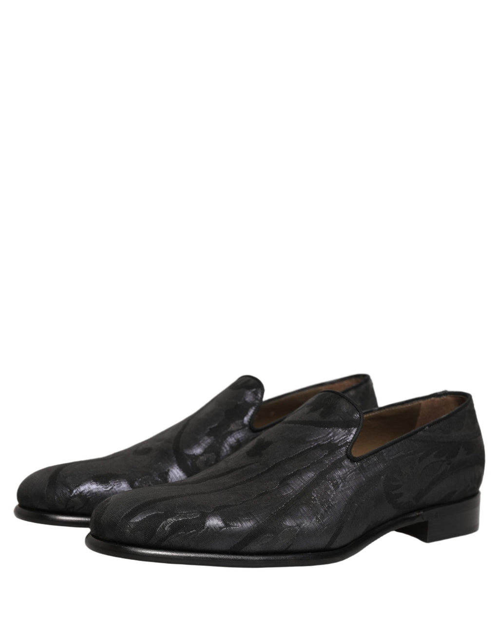 Dolce & Gabbana Black Brocade Men Slip On Dress Loafers Shoes