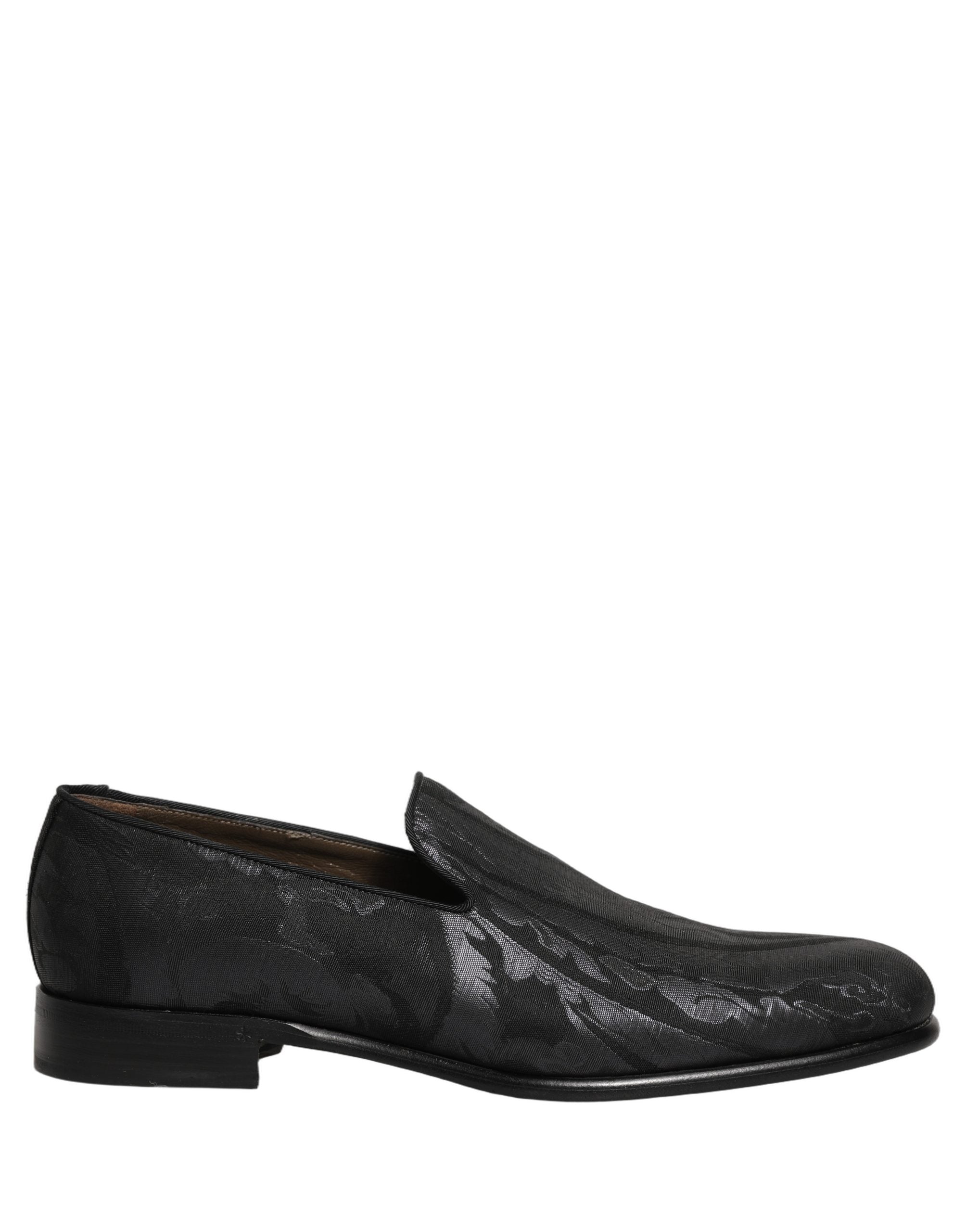 Dolce & Gabbana Black Brocade Men Slip On Dress Loafers Shoes