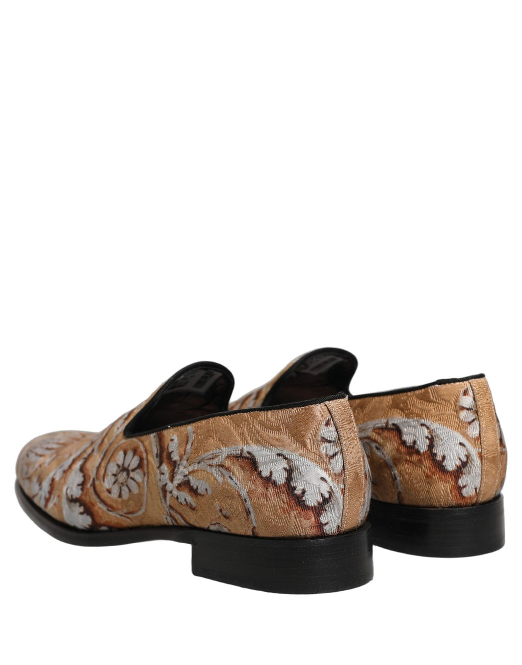 Dolce & Gabbana Beige Brocade Men Slip On Dress Loafers Shoes