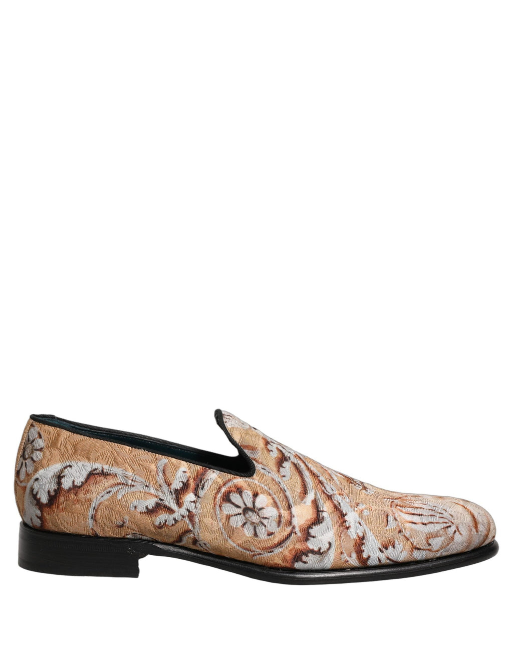 Dolce & Gabbana Beige Brocade Men Slip On Dress Loafers Shoes