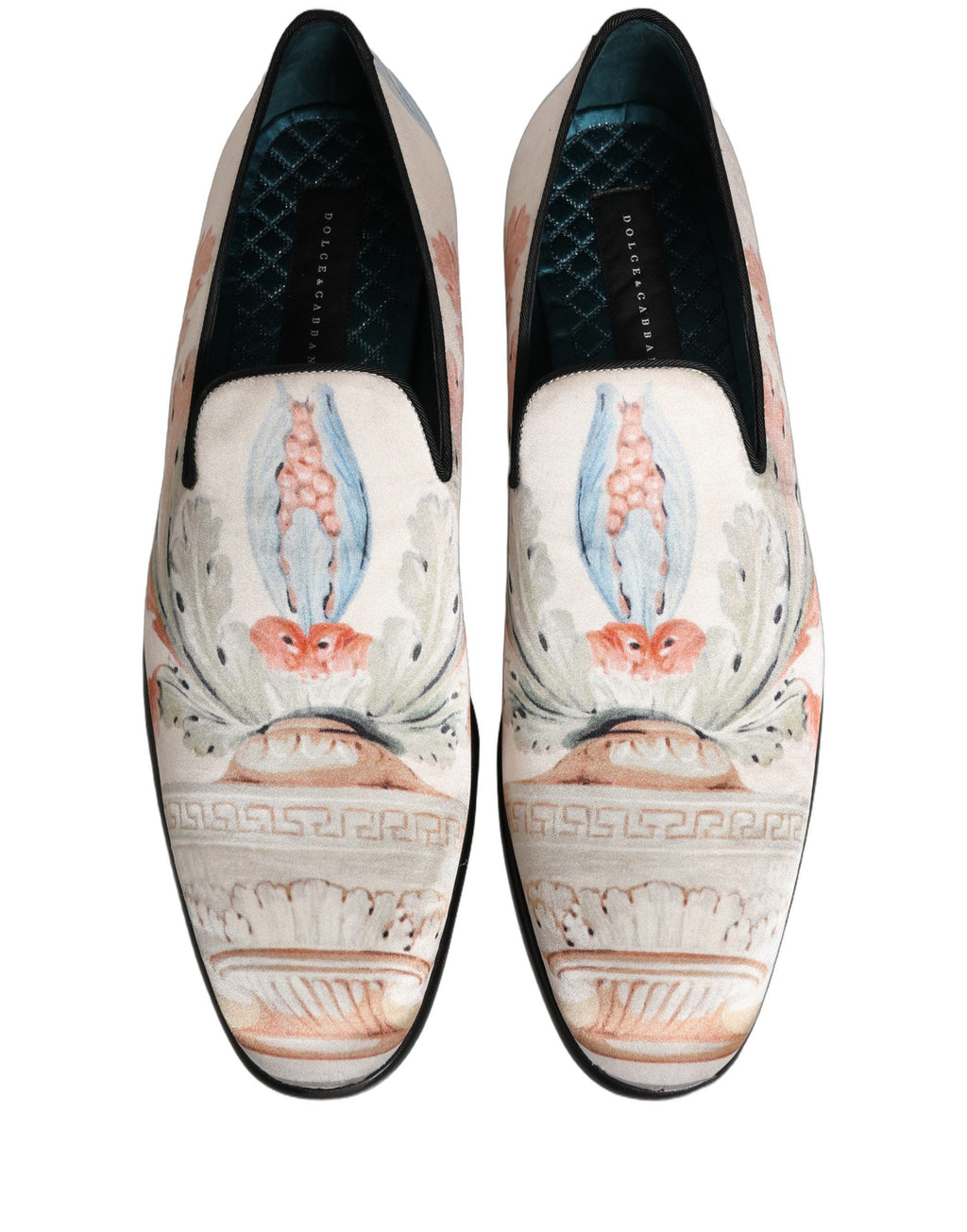 Dolce & Gabbana White Floral Vase Slip On Dress Loafers Shoes