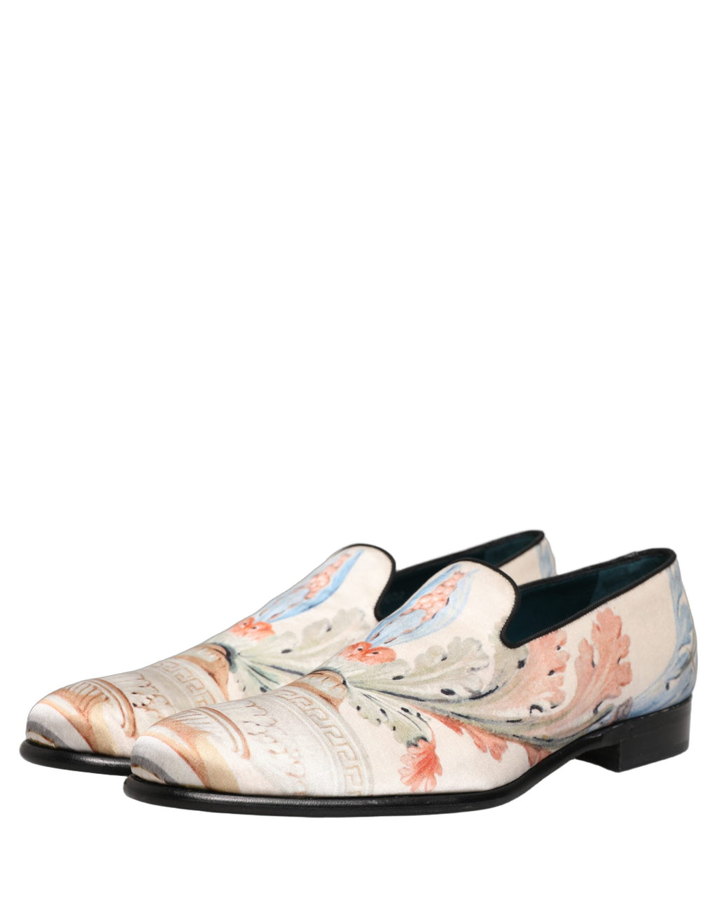 Dolce & Gabbana White Floral Vase Slip On Dress Loafers Shoes