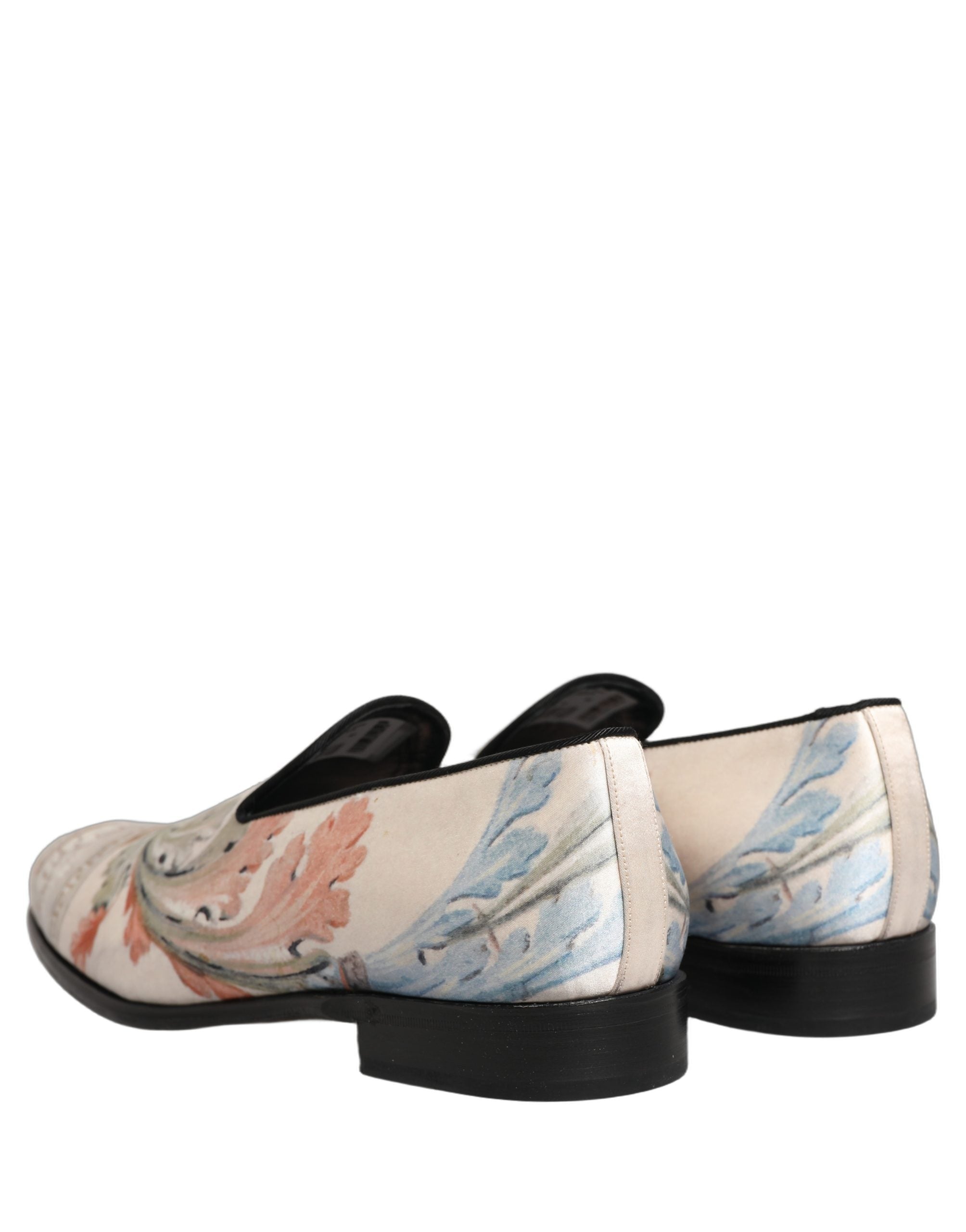 Dolce & Gabbana White Floral Vase Slip On Dress Loafers Shoes