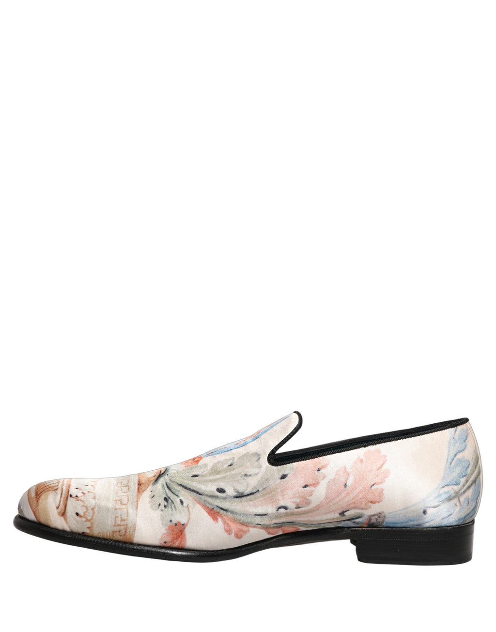 Dolce & Gabbana White Floral Vase Slip On Dress Loafers Shoes