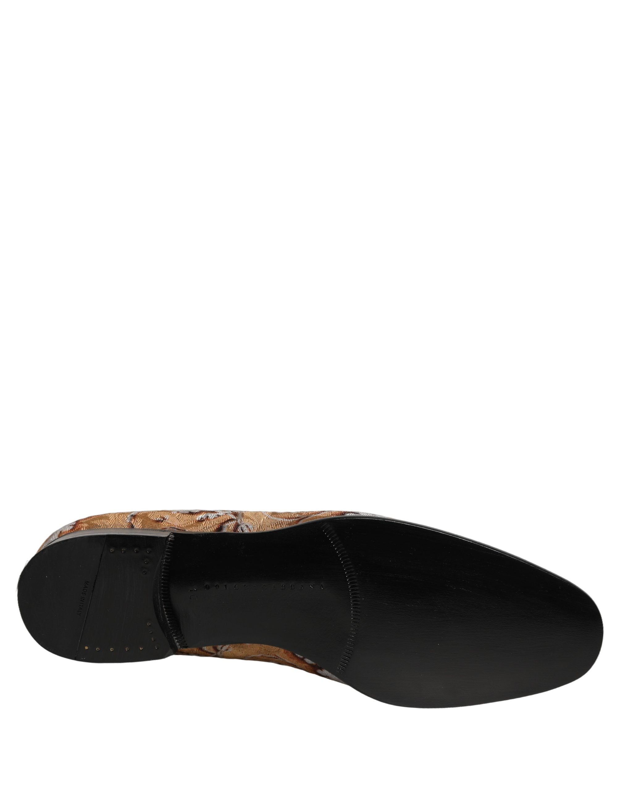 Dolce & Gabbana Gold Brocade Baroque Men Loafers Shoes