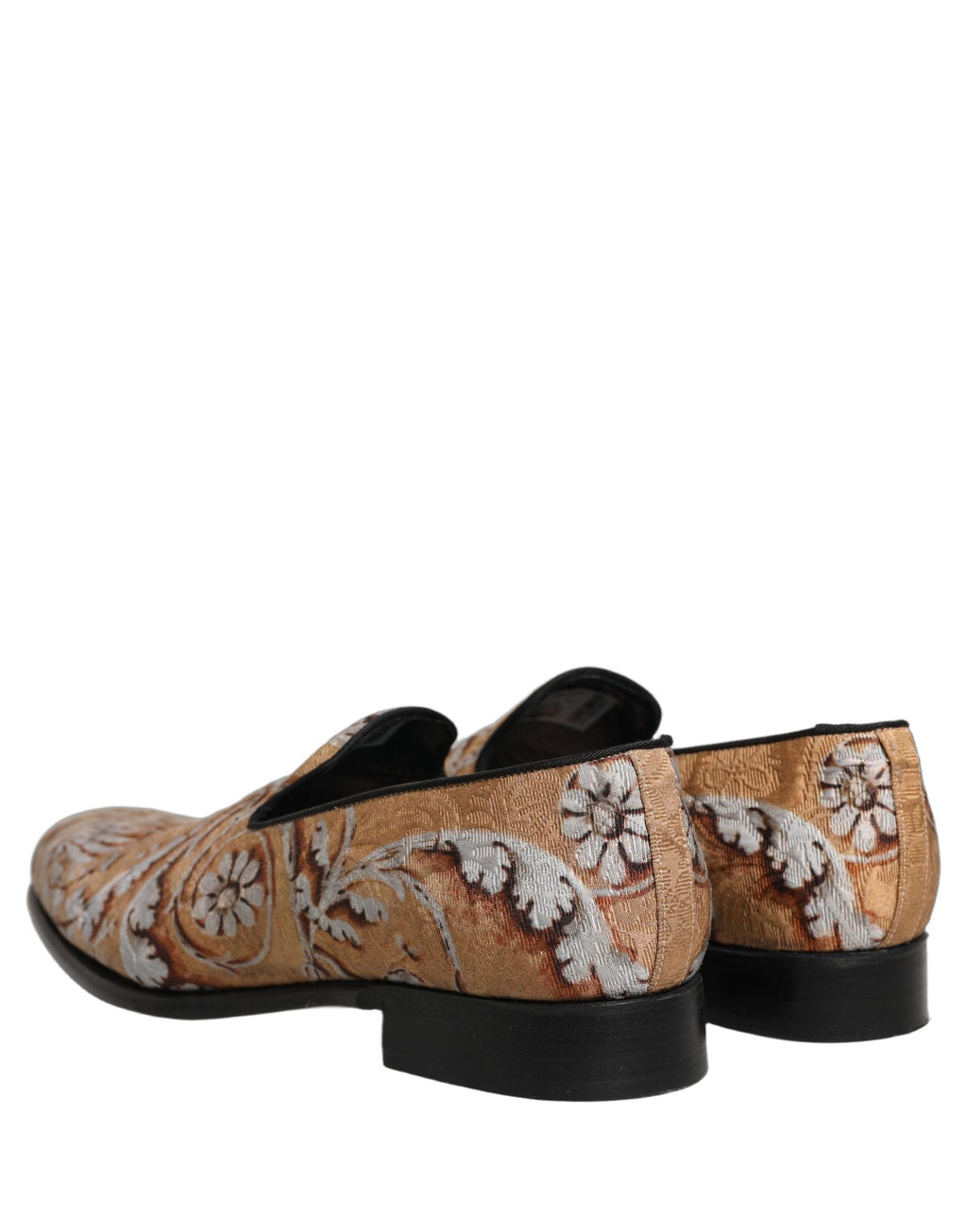 Dolce & Gabbana Gold Brocade Baroque Men Loafers Shoes