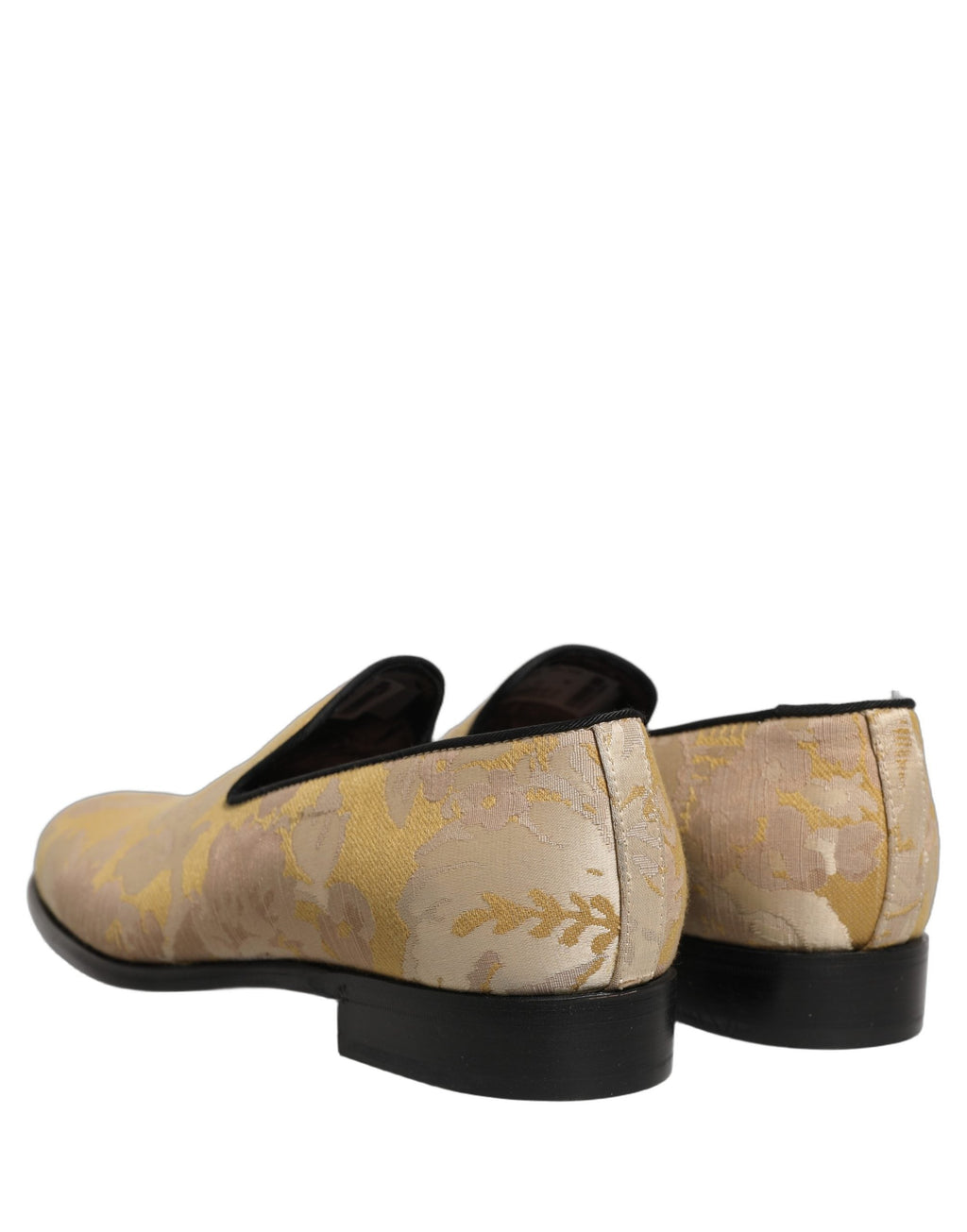 Dolce & Gabbana Gold Floral Print Jacquard Men Loafers Shoes