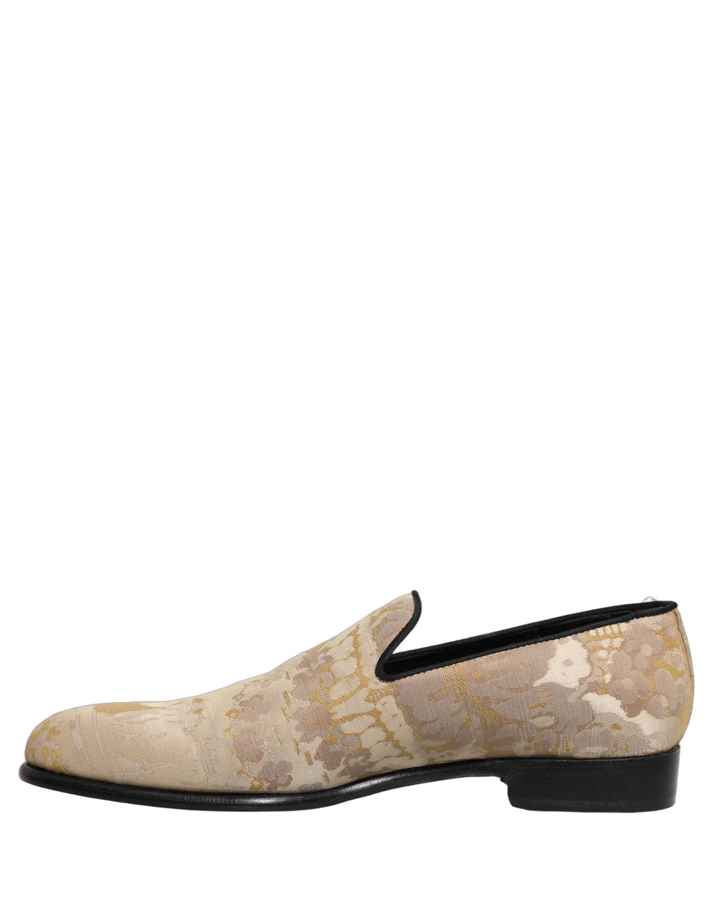 Dolce & Gabbana Gold Floral Print Jacquard Men Loafers Shoes