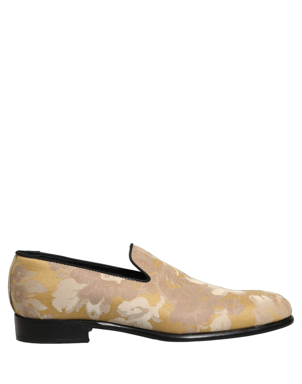 Dolce & Gabbana Gold Floral Print Jacquard Men Loafers Shoes