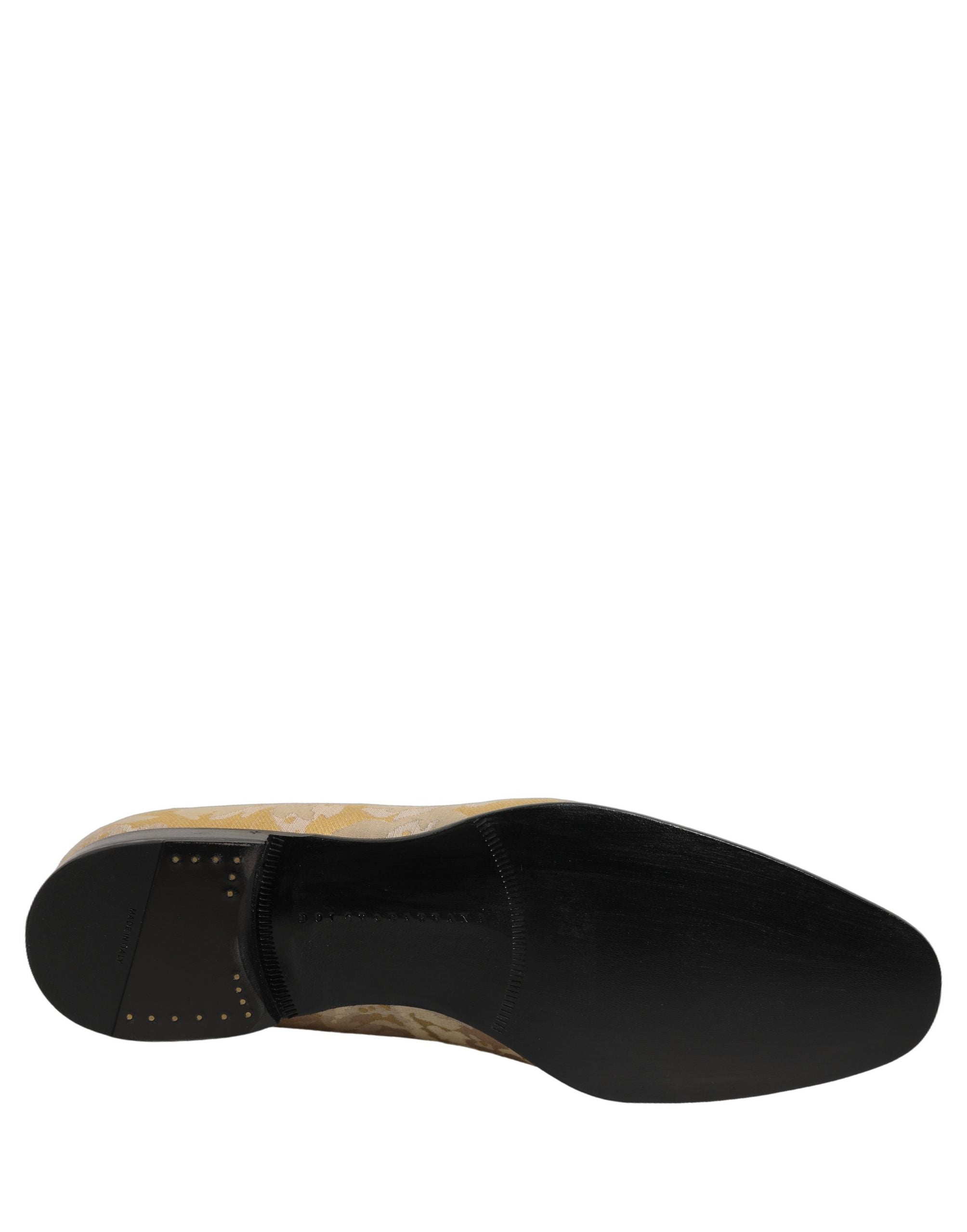 Dolce & Gabbana Gold Floral Print Jacquard Men Loafers Shoes