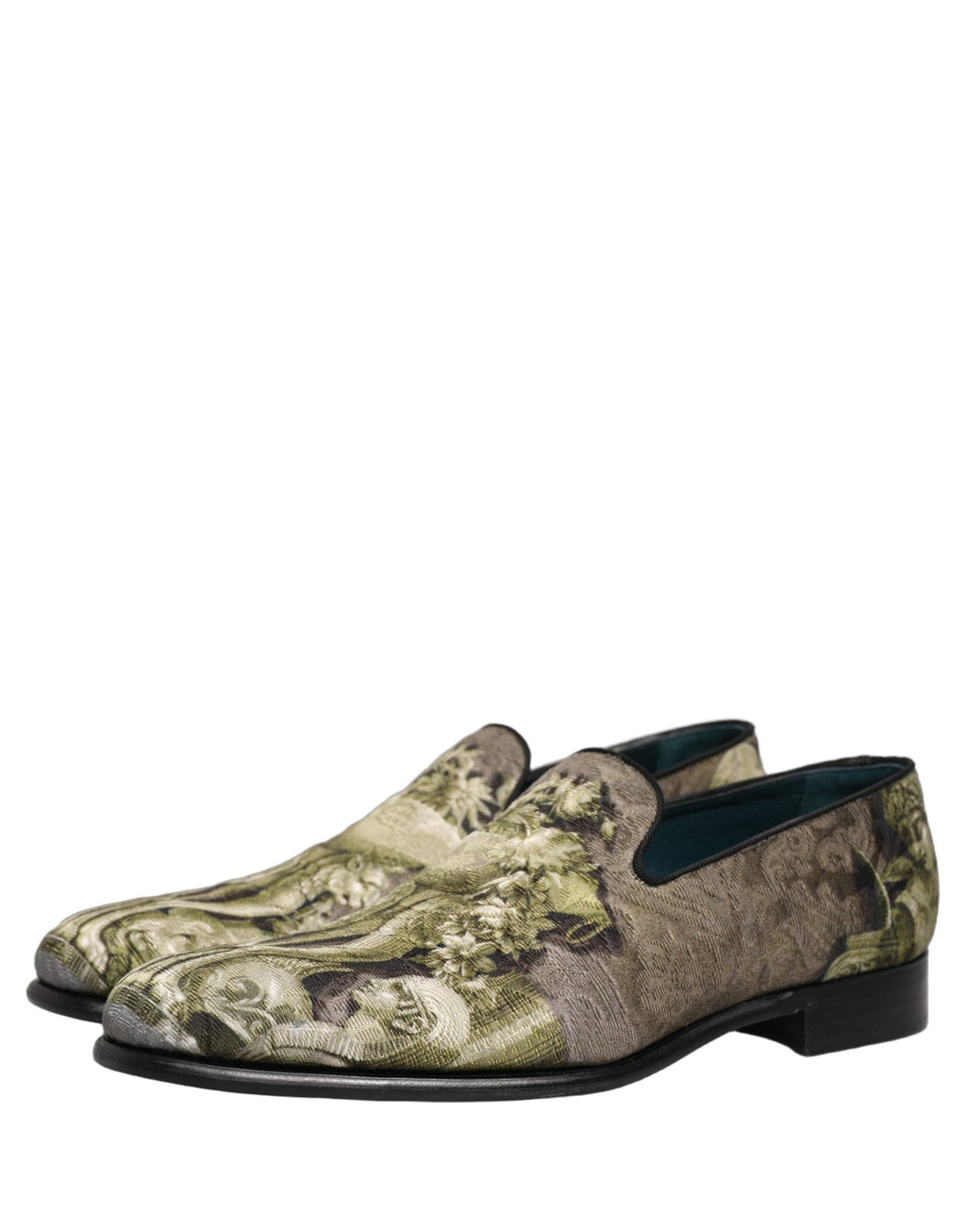 Dolce & Gabbana Brown Baroque Print Slip On Loafers Shoes