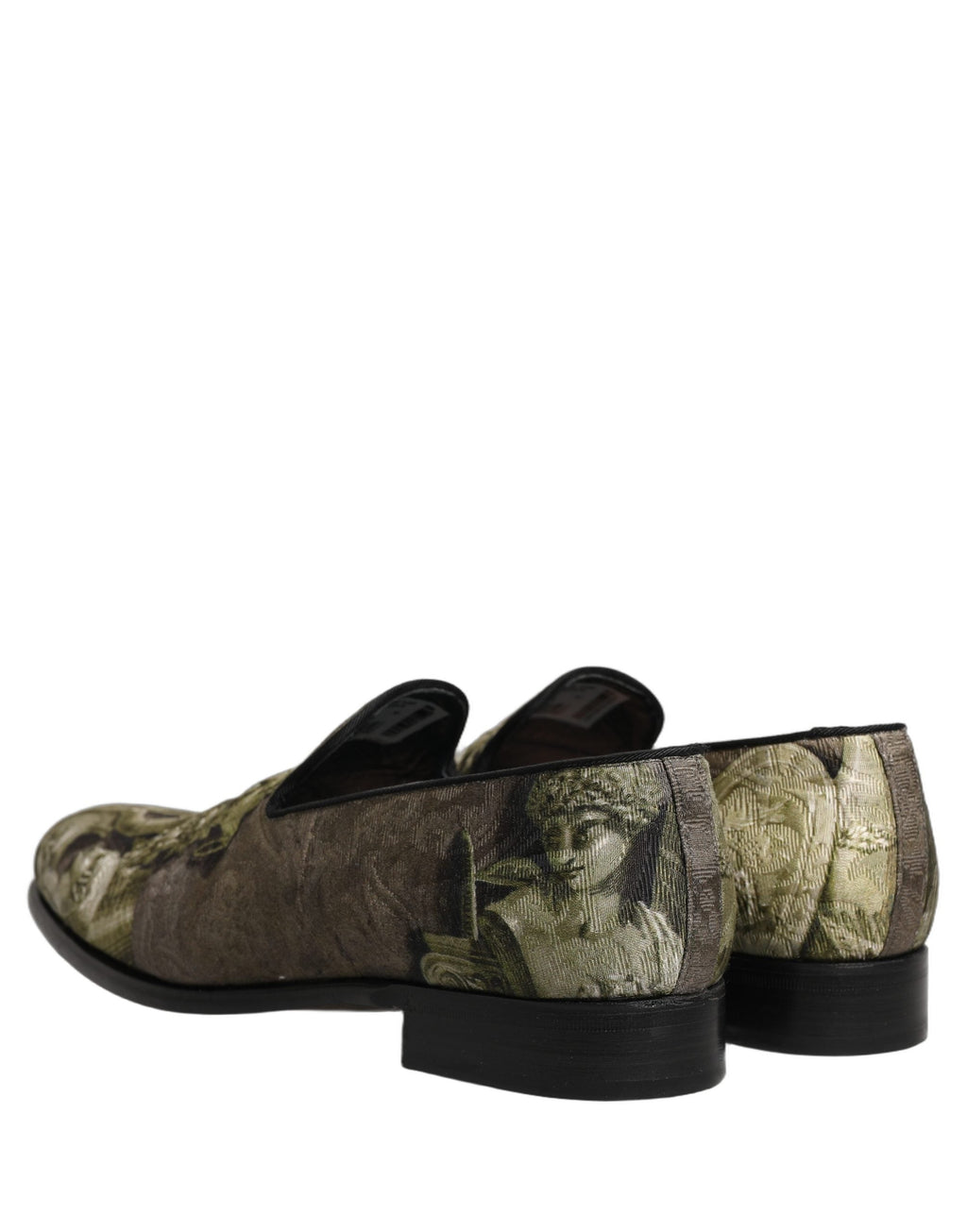 Dolce & Gabbana Brown Baroque Print Slip On Loafers Shoes