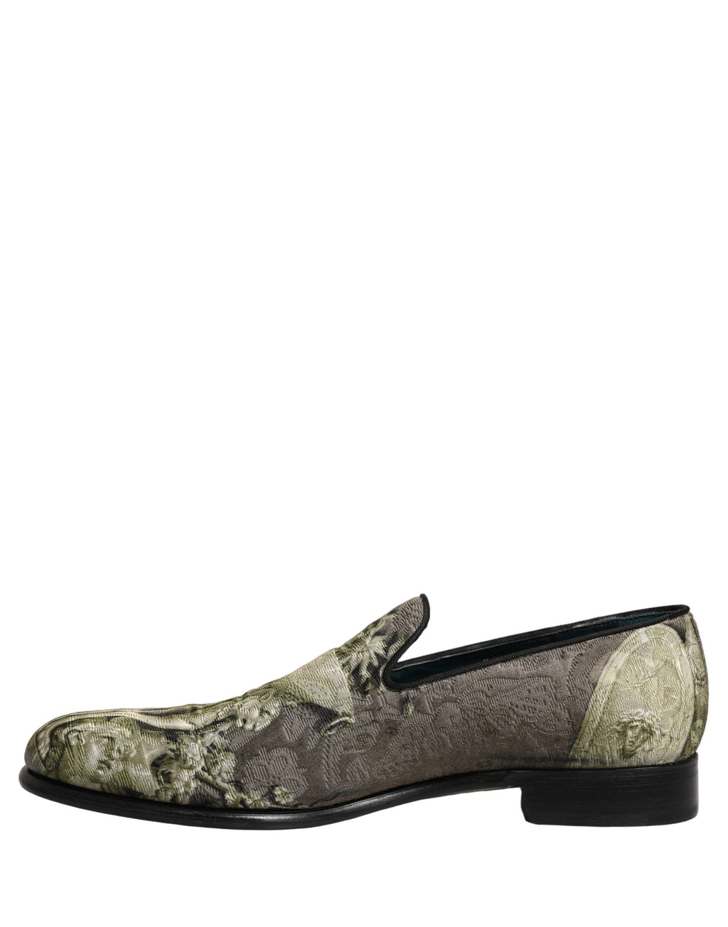 Dolce & Gabbana Brown Baroque Print Slip On Loafers Shoes