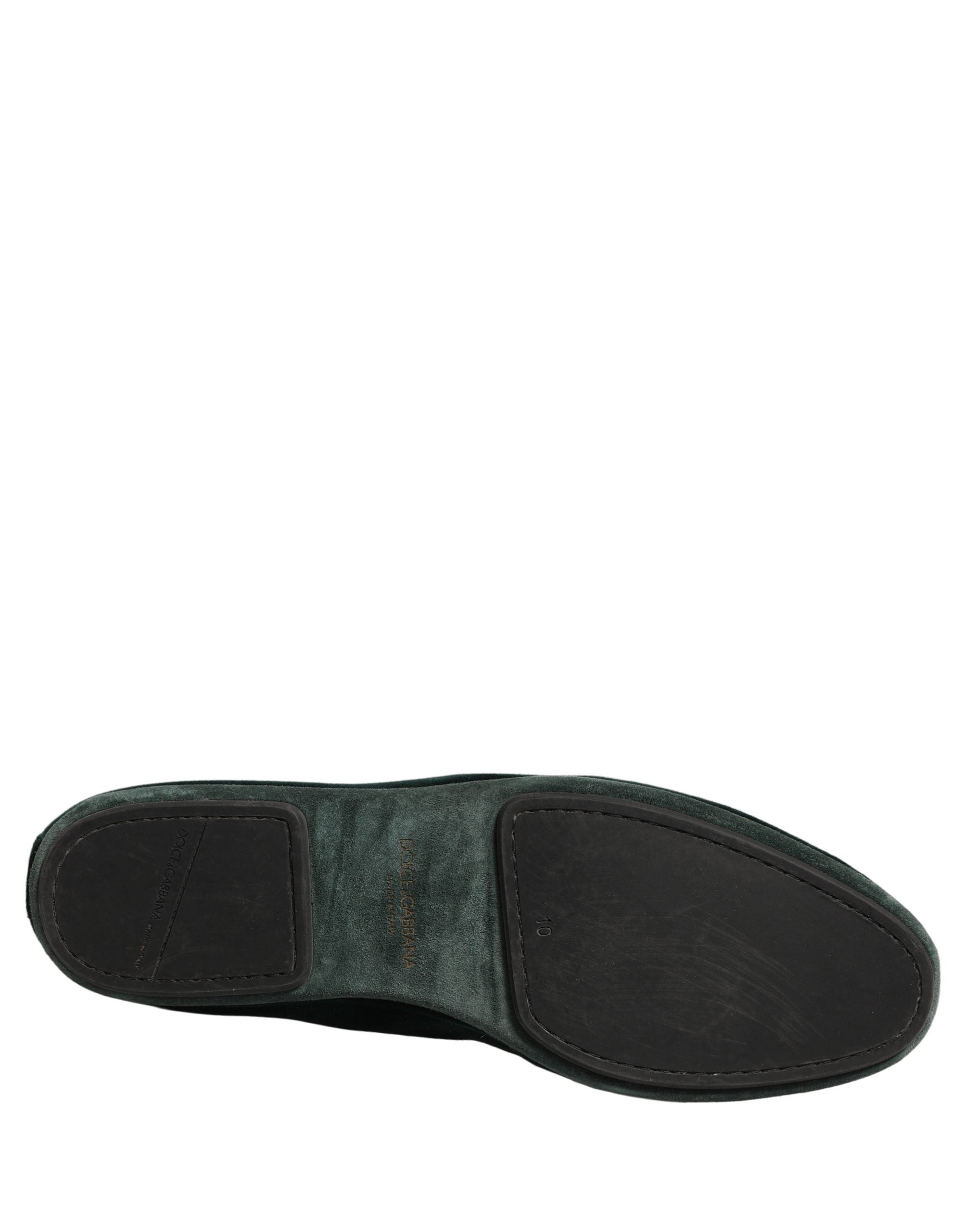 Dolce & Gabbana Green Velvet Slip On Men Flats Loafers Shoes
