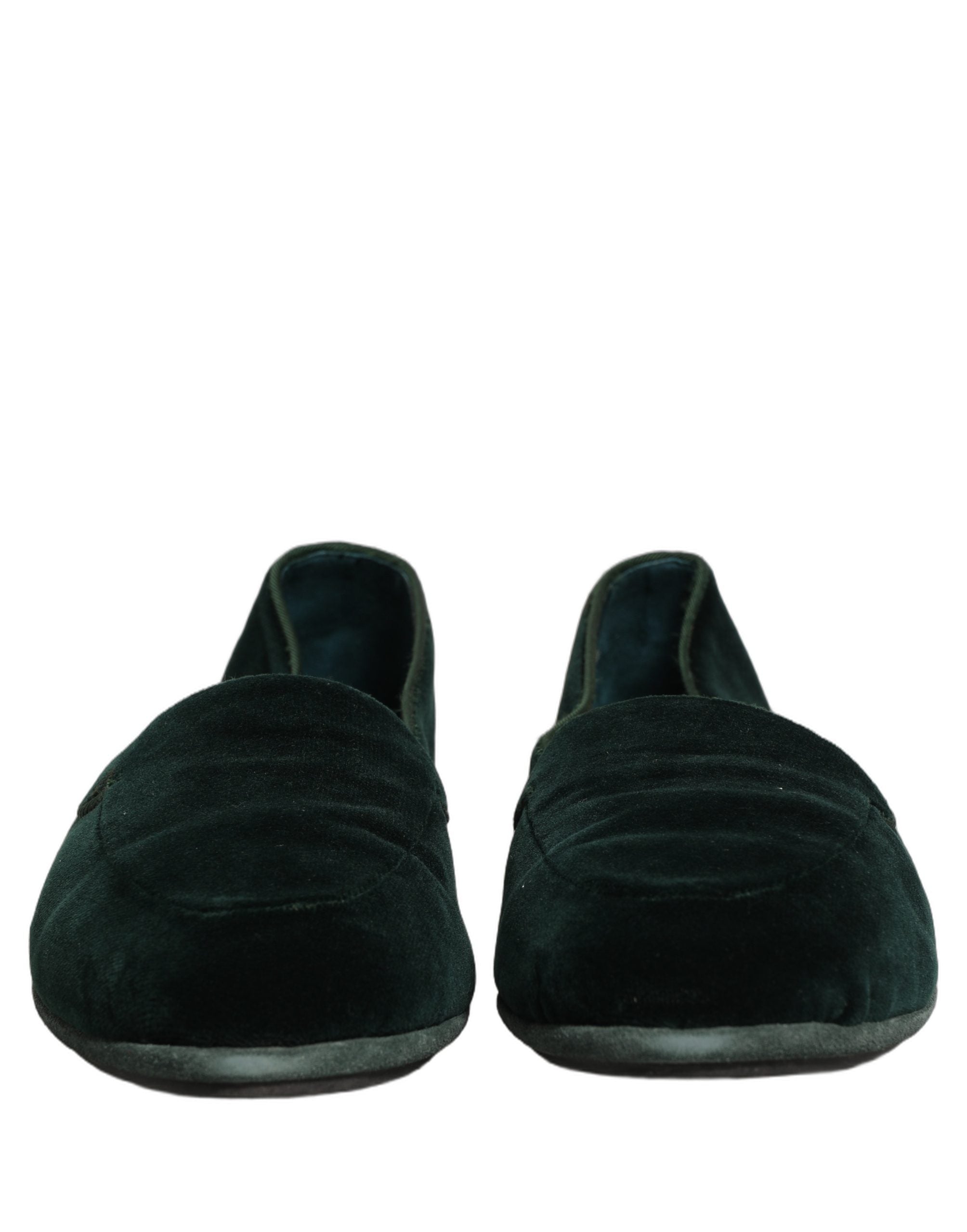 Dolce & Gabbana Green Velvet Slip On Men Flats Loafers Shoes