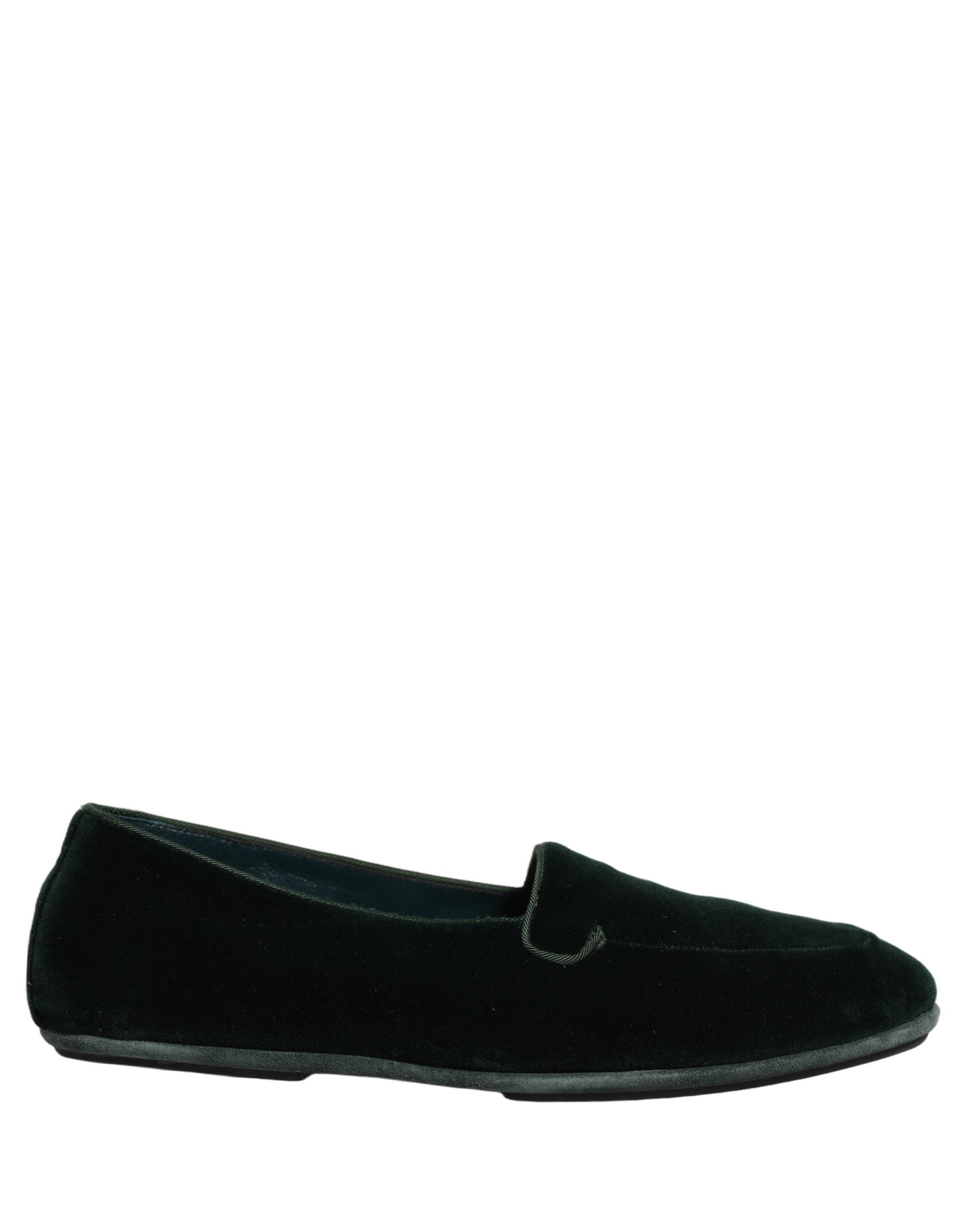 Dolce & Gabbana Green Velvet Slip On Men Flats Loafers Shoes