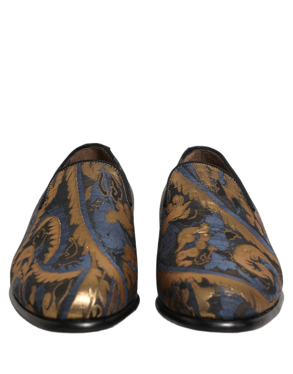 Dolce & Gabbana Blue Brocade Slip On Men Dress Loafers Shoes