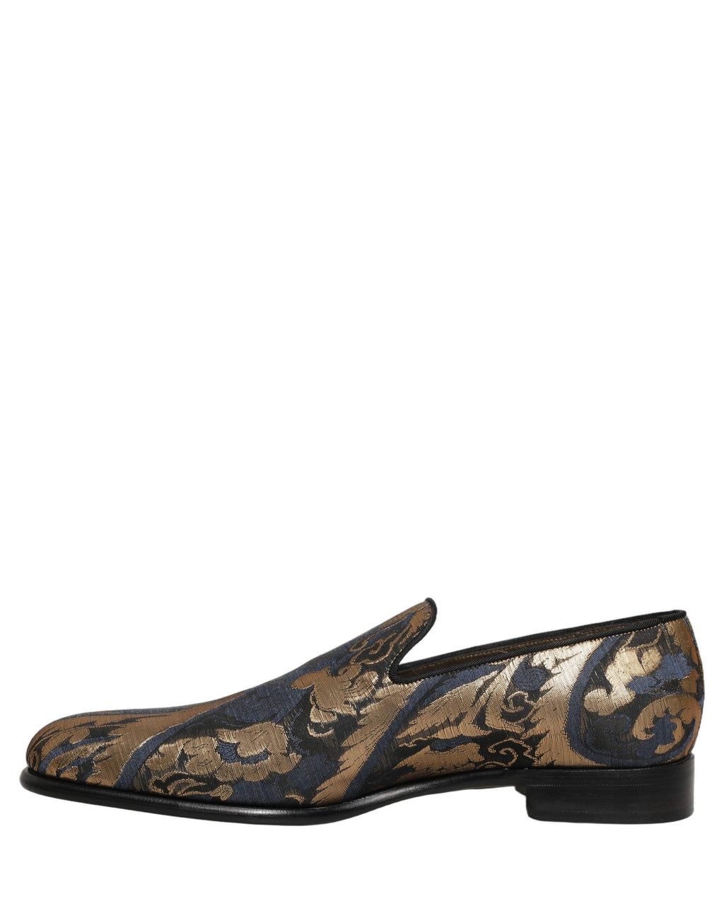 Dolce & Gabbana Blue Brocade Slip On Men Dress Loafers Shoes