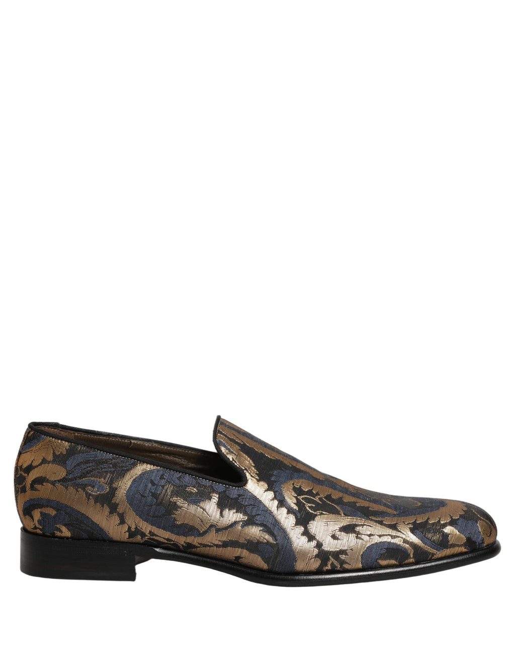Dolce & Gabbana Blue Brocade Slip On Men Dress Loafers Shoes