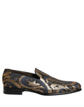 Dolce & Gabbana Blue Brocade Slip On Men Dress Loafers Shoes