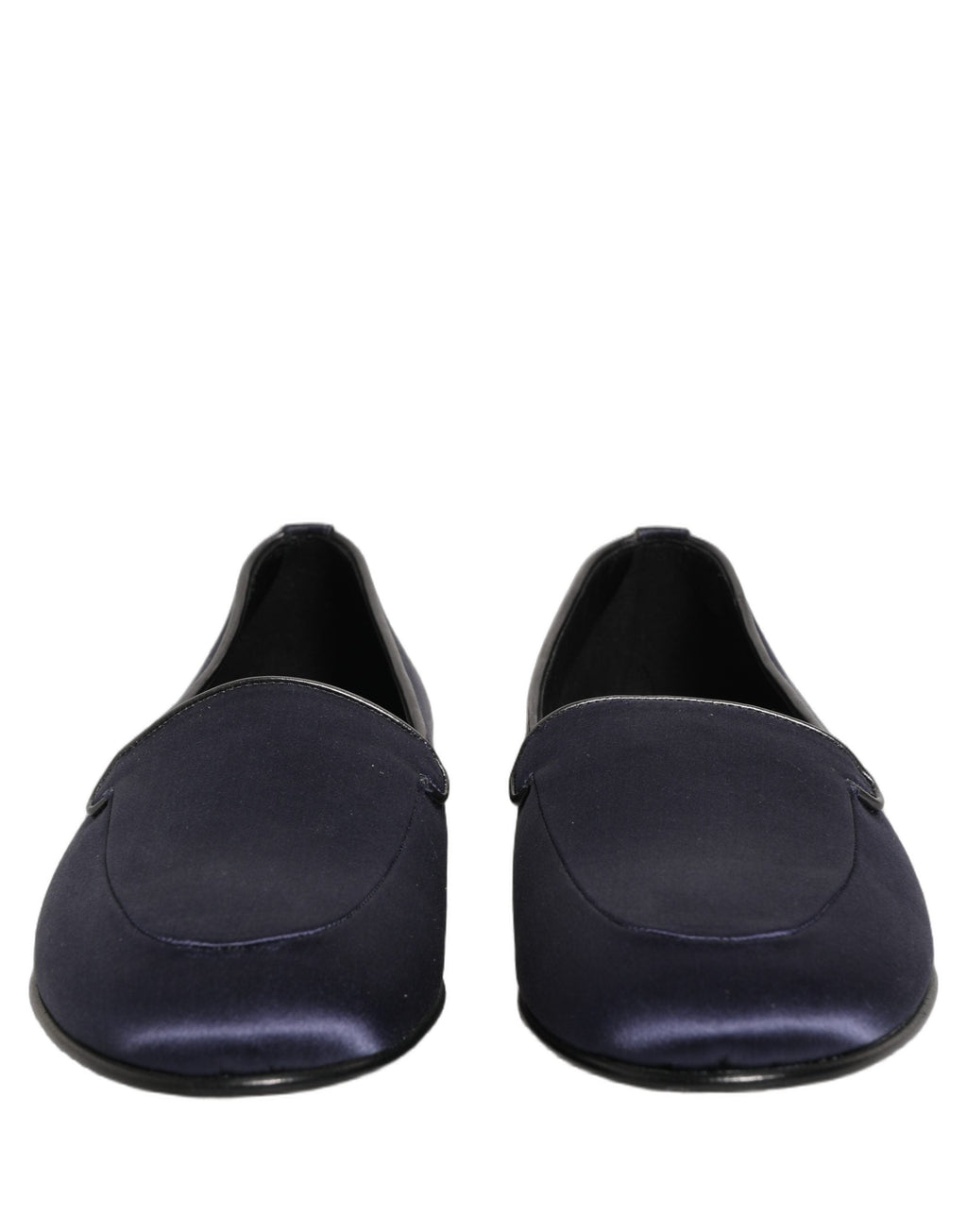 Dolce & Gabbana Blue Satin Logo Slip On Flats Loafers Shoes