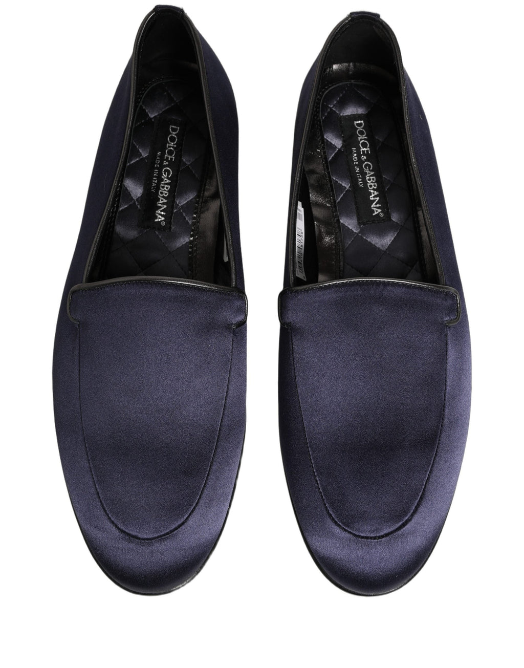 Dolce & Gabbana Blue Satin Logo Slip On Flats Loafers Shoes