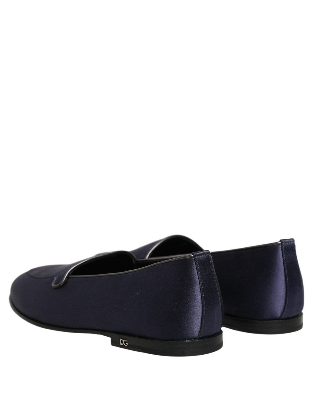 Dolce & Gabbana Blue Satin Logo Slip On Flats Loafers Shoes