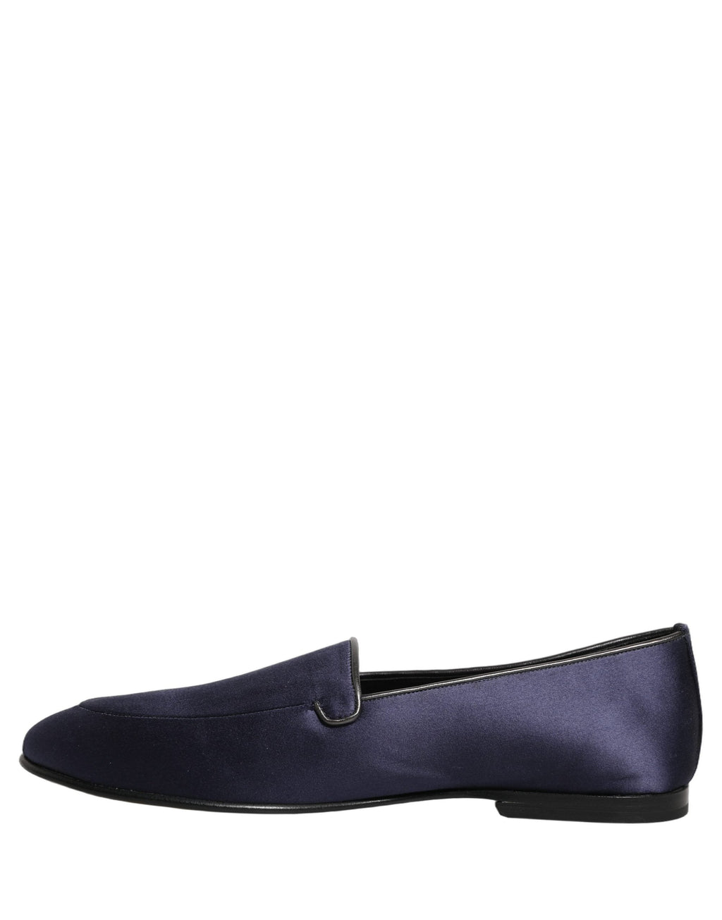 Dolce & Gabbana Blue Satin Logo Slip On Flats Loafers Shoes
