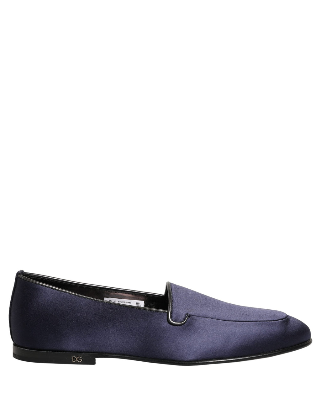 Dolce & Gabbana Blue Satin Logo Slip On Flats Loafers Shoes