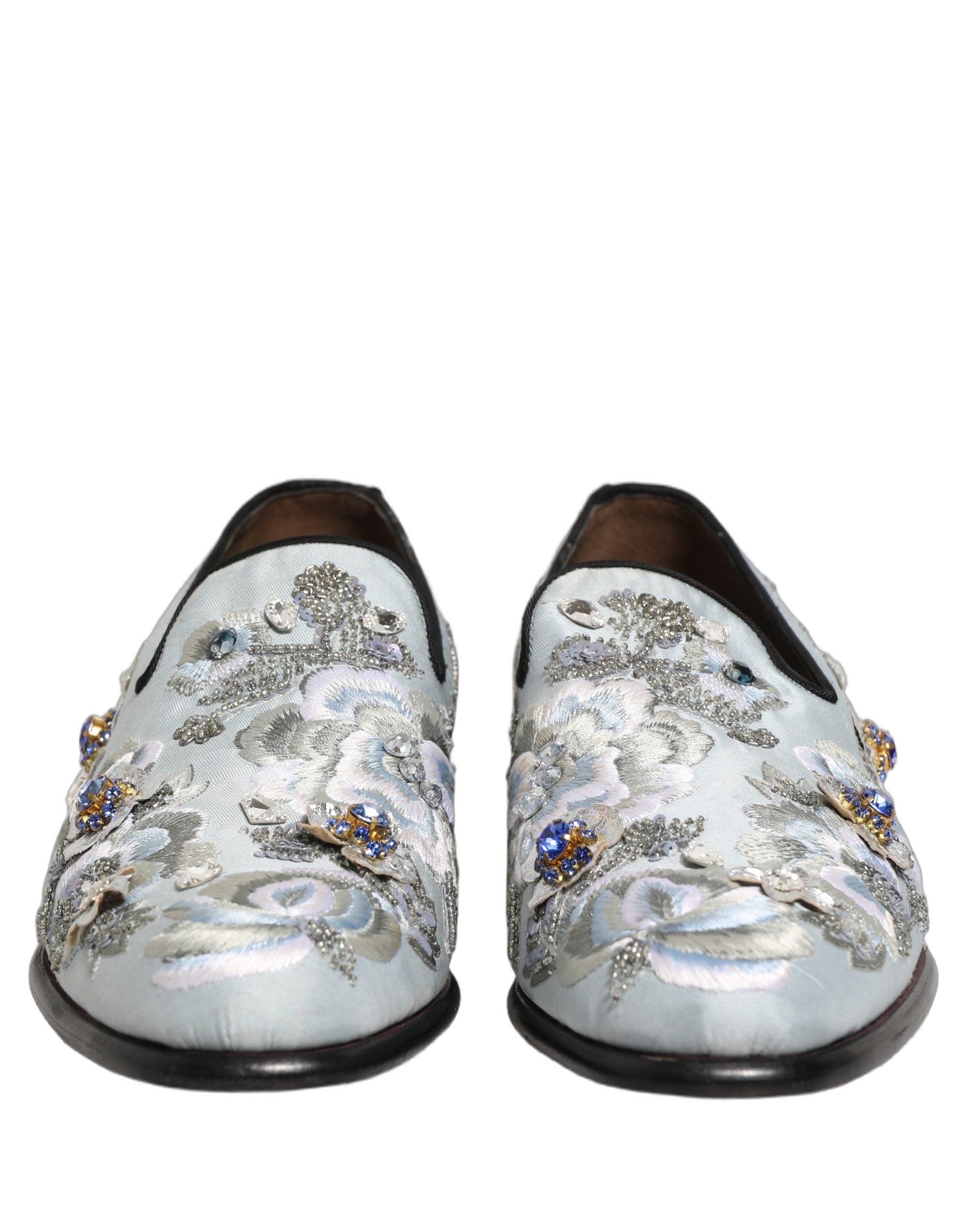 Dolce & Gabbana White Floral Embellished Men Loafers  Shoes