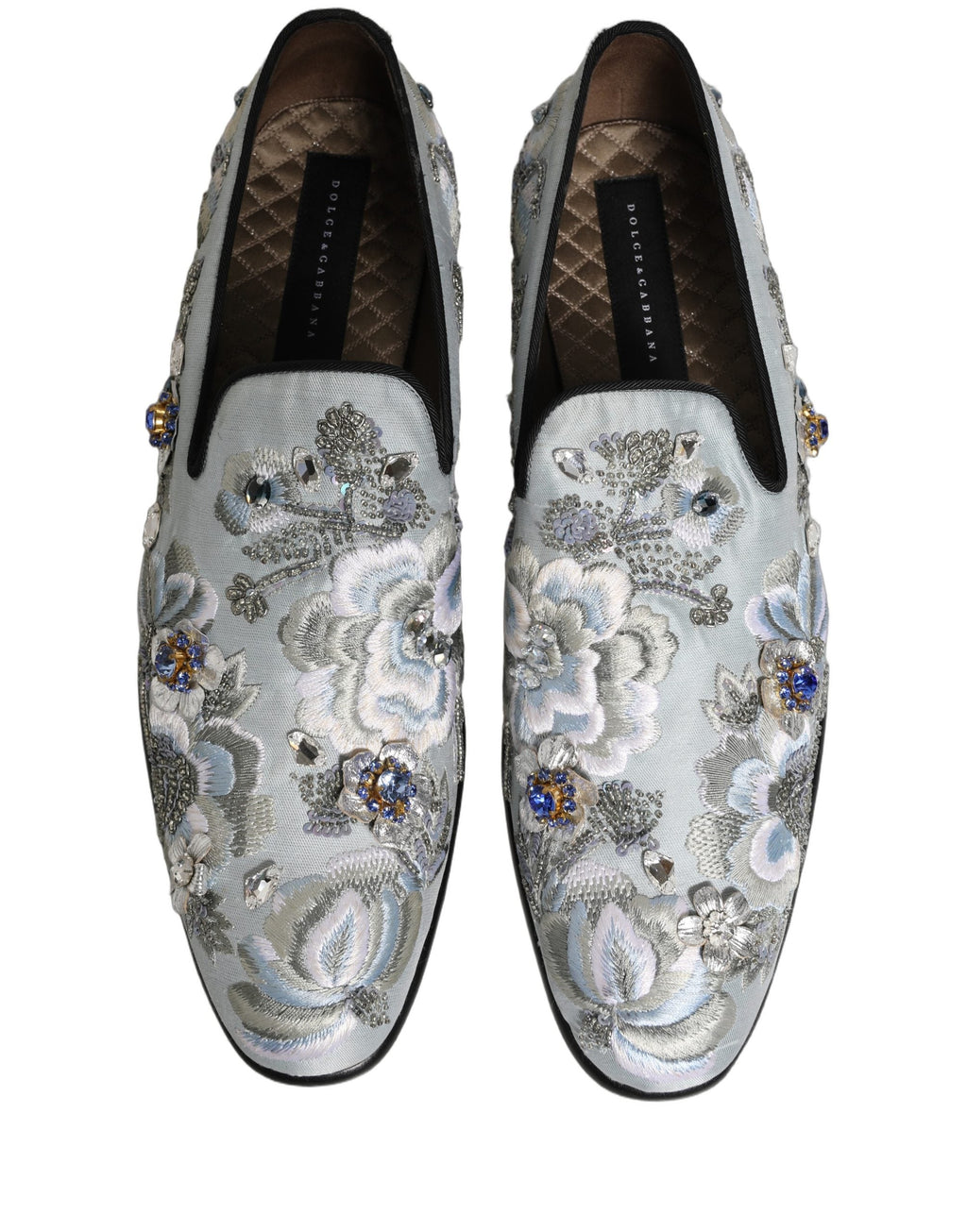 Dolce & Gabbana White Floral Embellished Men Loafers  Shoes