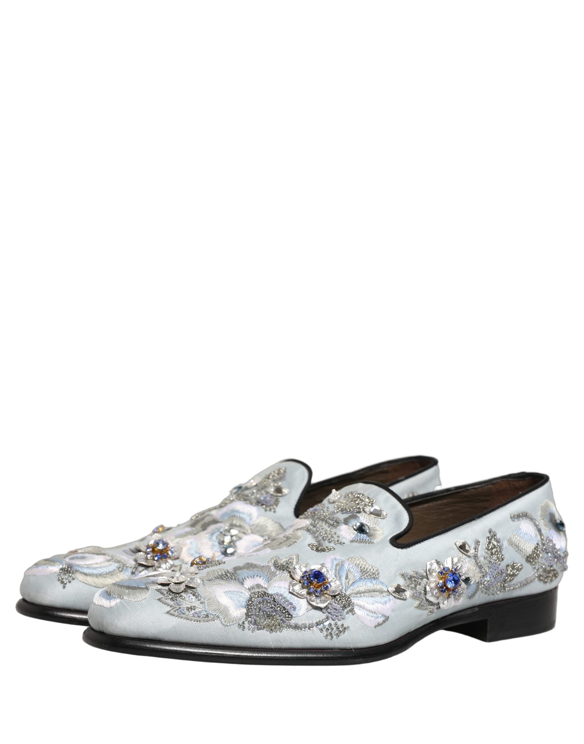 Dolce & Gabbana White Floral Embellished Men Loafers  Shoes