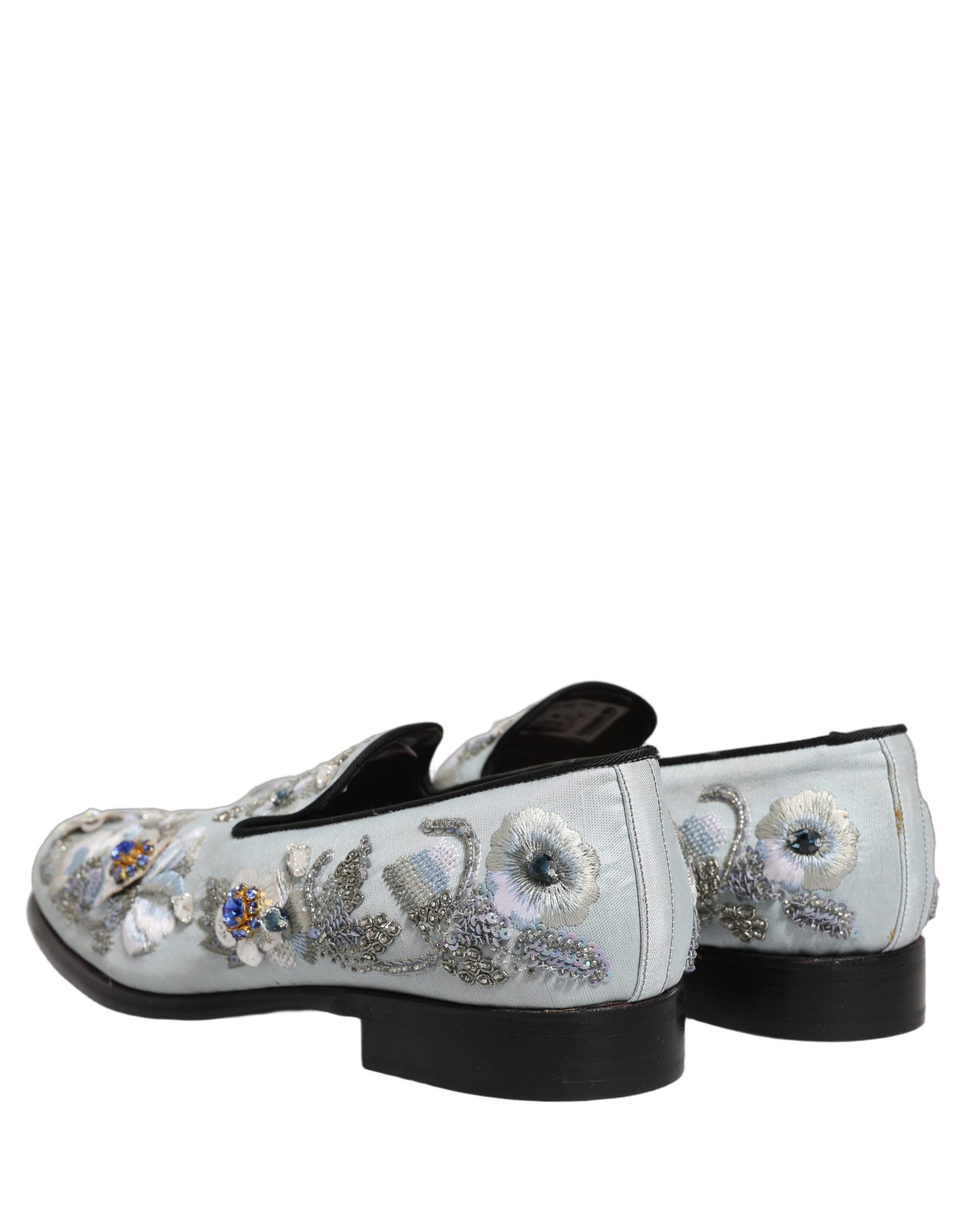 Dolce & Gabbana White Floral Embellished Men Loafers  Shoes