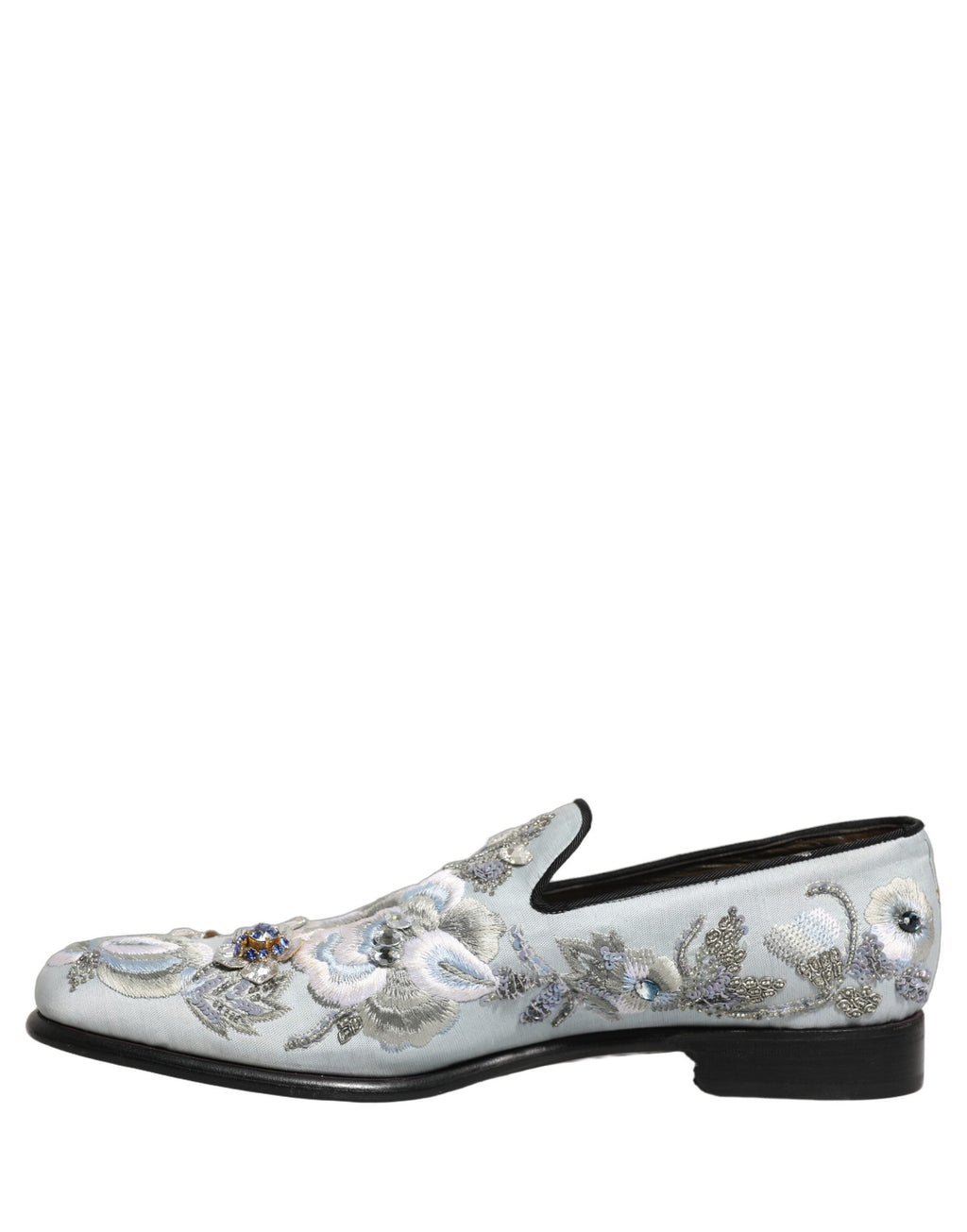 Dolce & Gabbana White Floral Embellished Men Loafers  Shoes