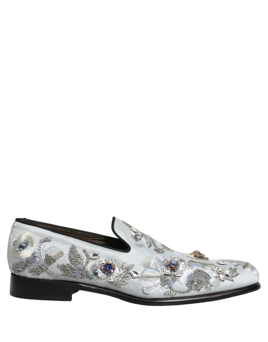 Dolce & Gabbana White Floral Embellished Men Loafers  Shoes