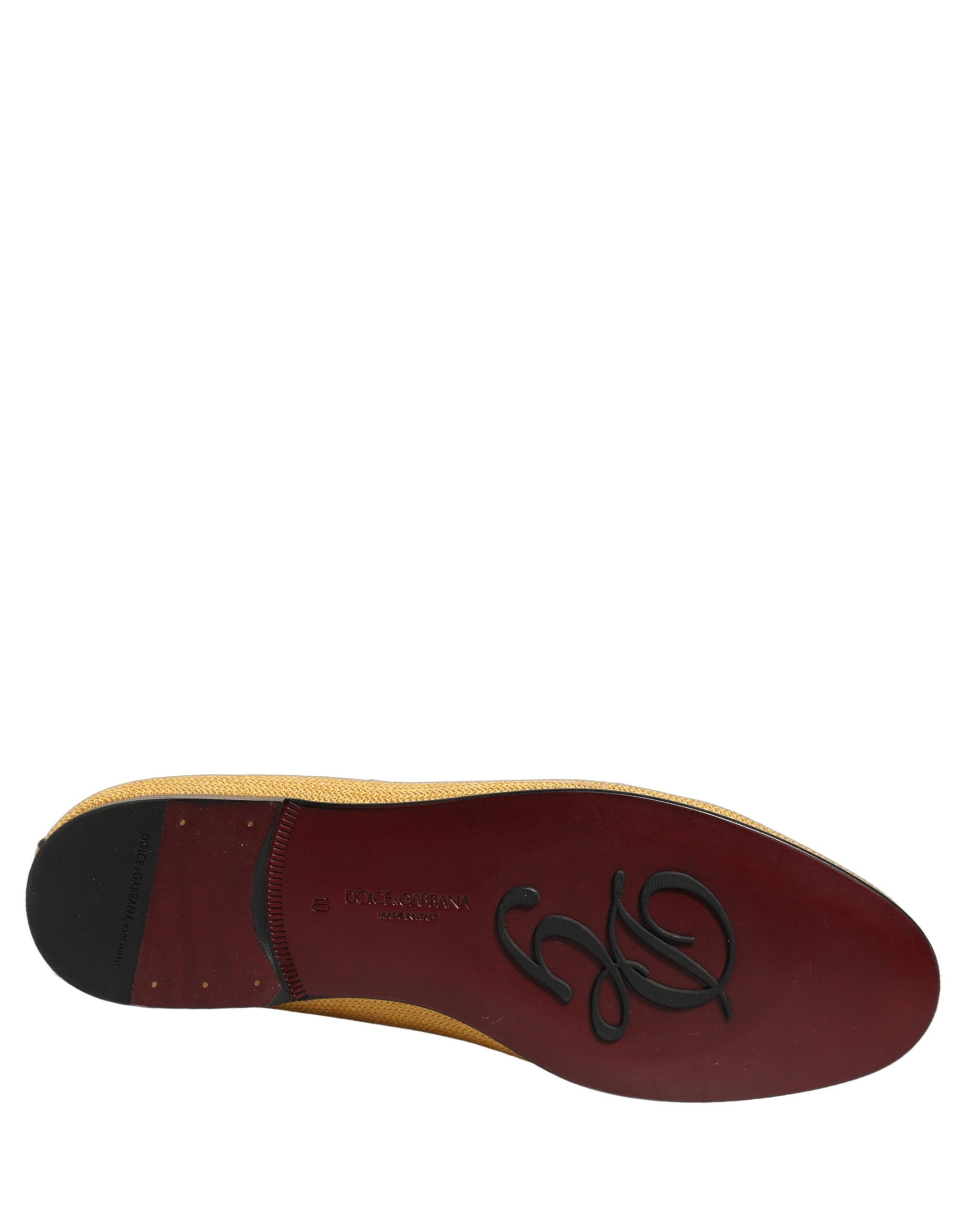Dolce & Gabbana Yellow Woven Men Slip On Dress Loafers Shoes