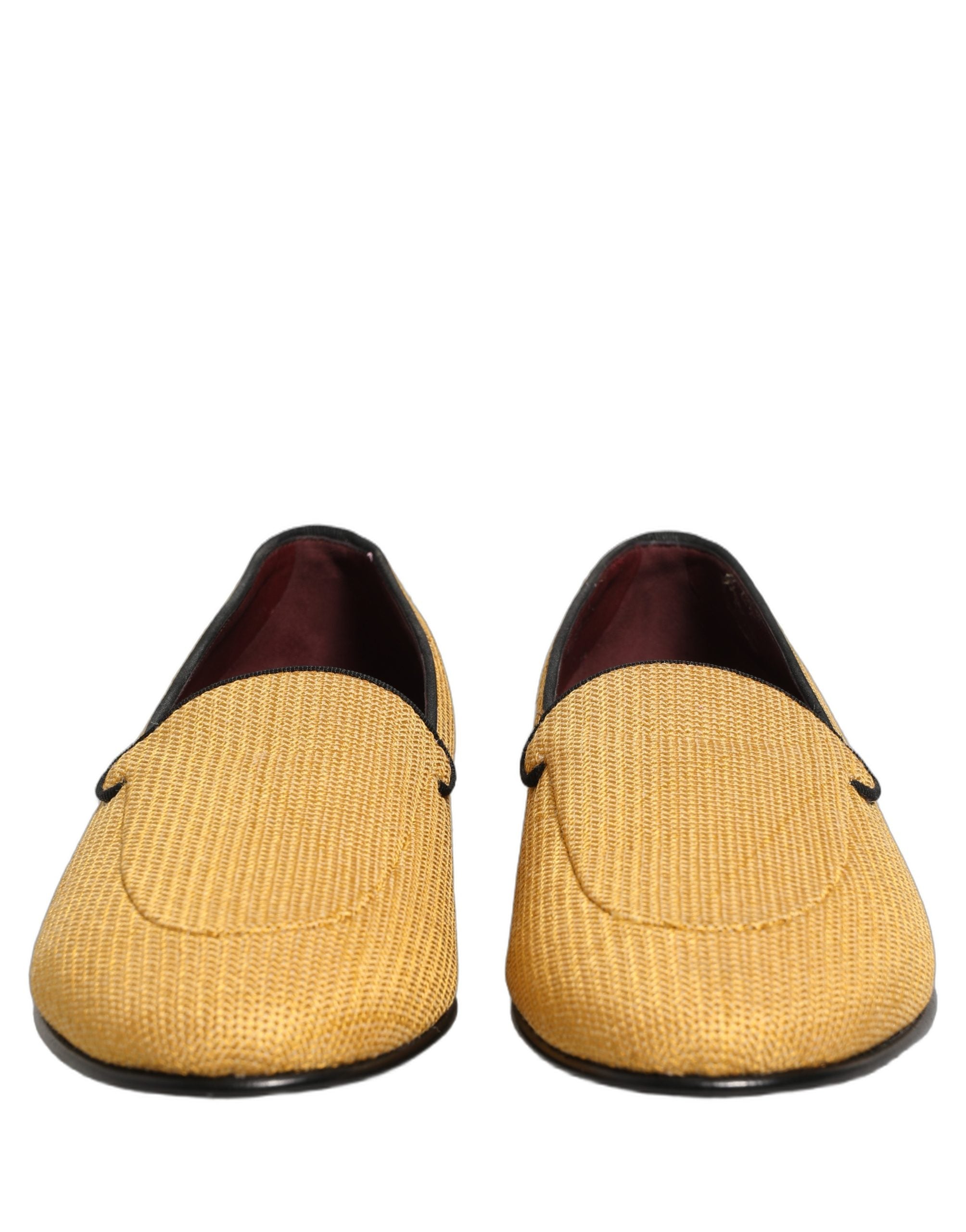 Dolce & Gabbana Yellow Woven Men Slip On Dress Loafers Shoes
