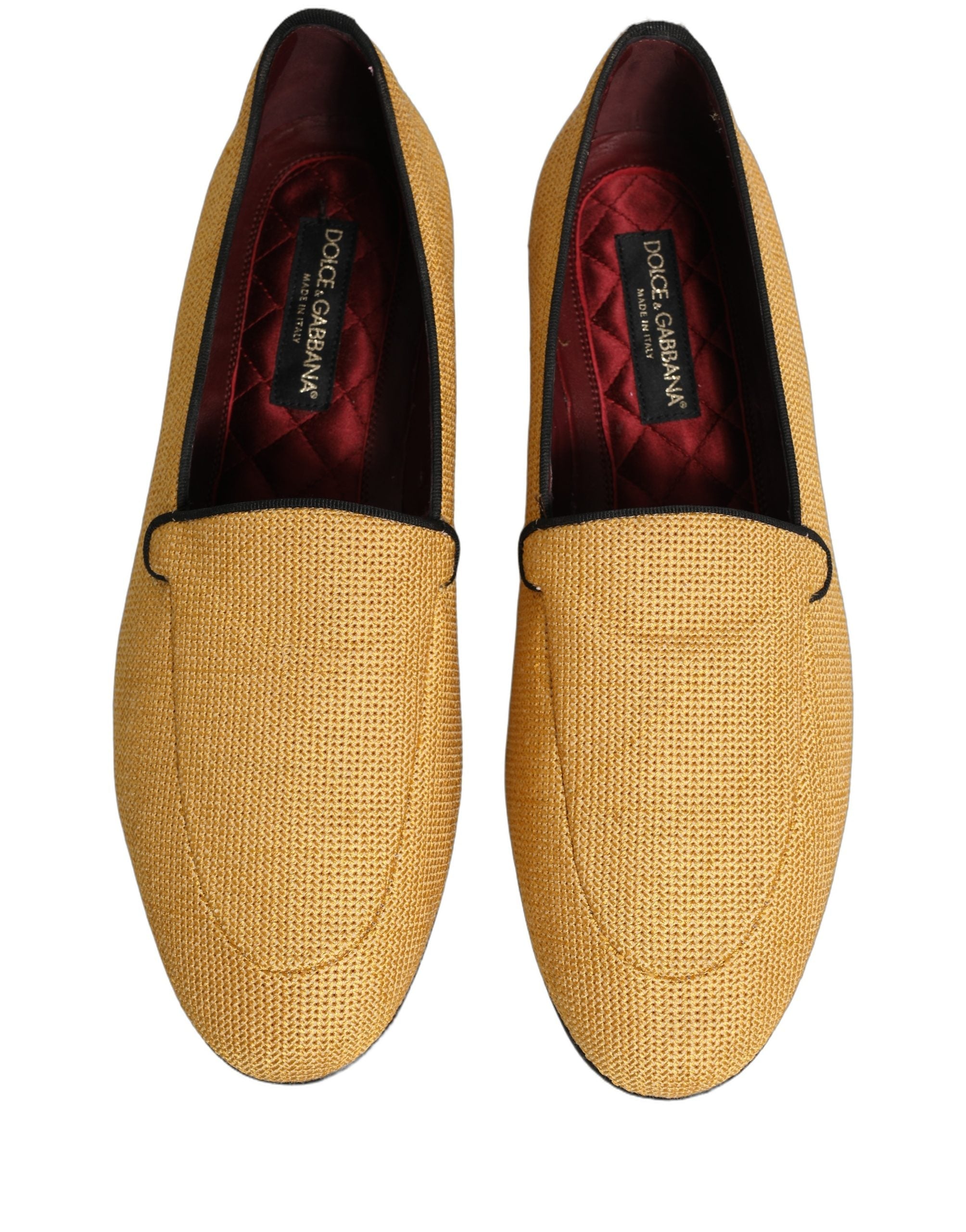 Dolce & Gabbana Yellow Woven Men Slip On Dress Loafers Shoes