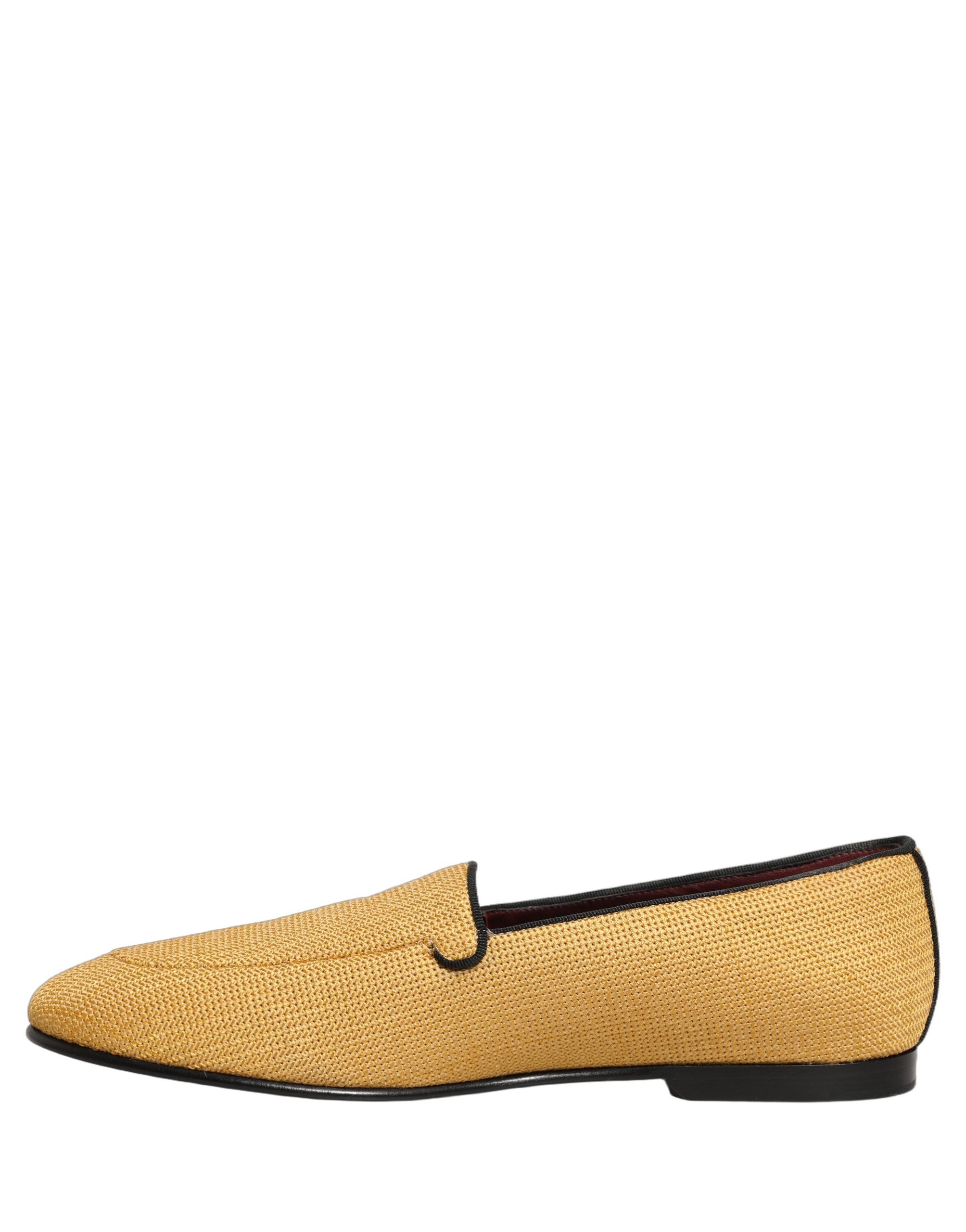 Dolce & Gabbana Yellow Woven Men Slip On Dress Loafers Shoes