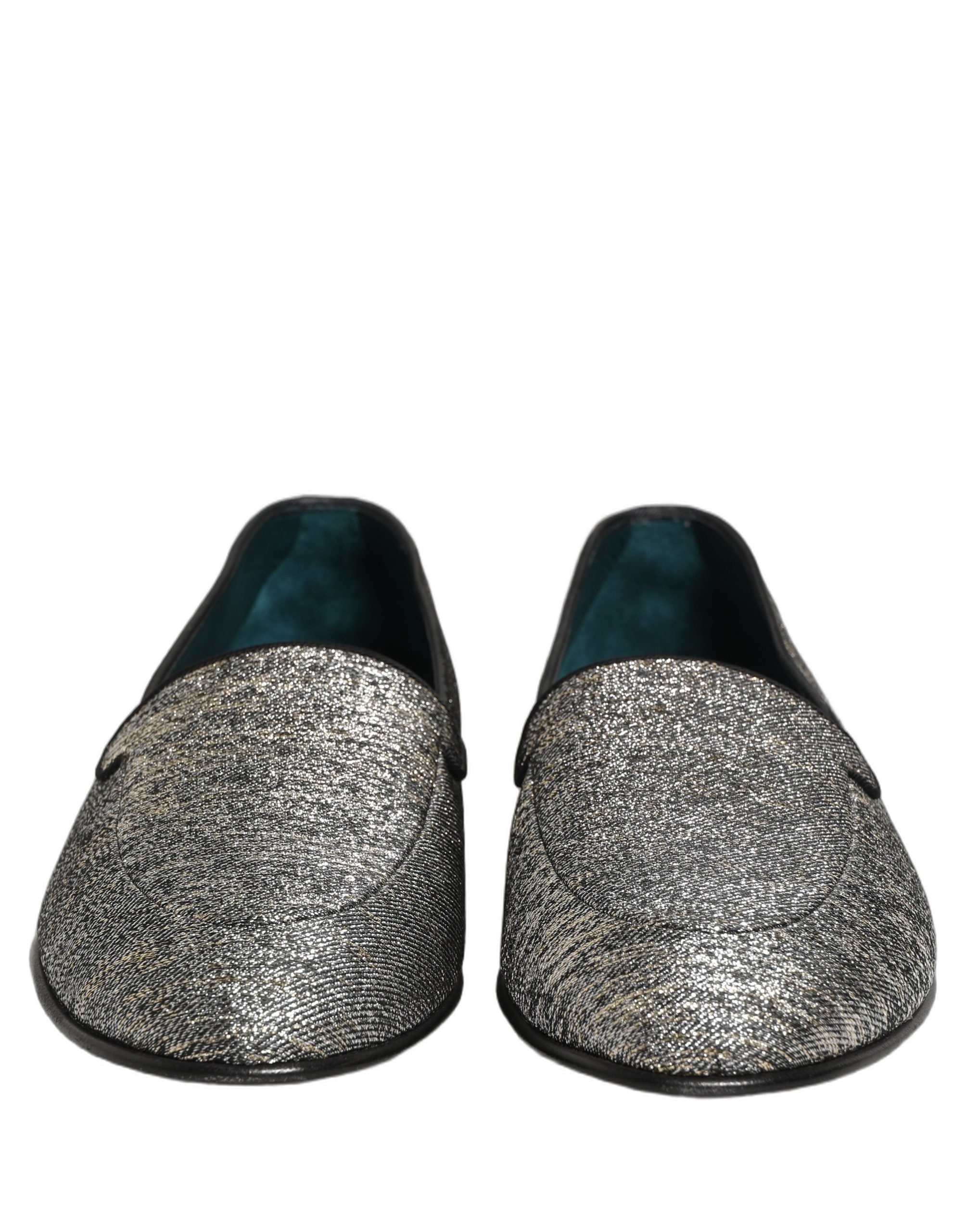 Dolce & Gabbana Gray Lurex Glitter Men Dress Loafers Shoes