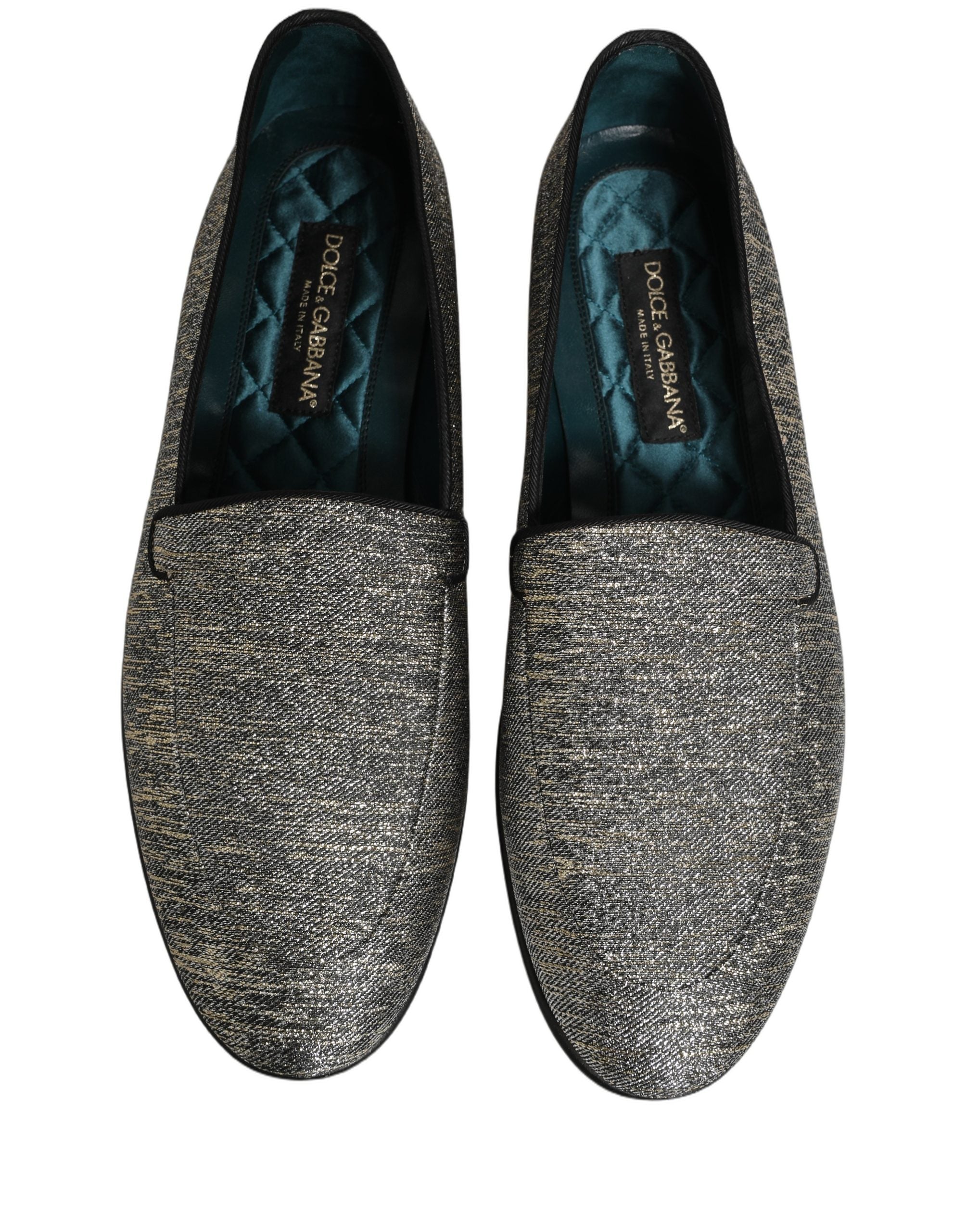 Dolce & Gabbana Gray Lurex Glitter Men Dress Loafers Shoes