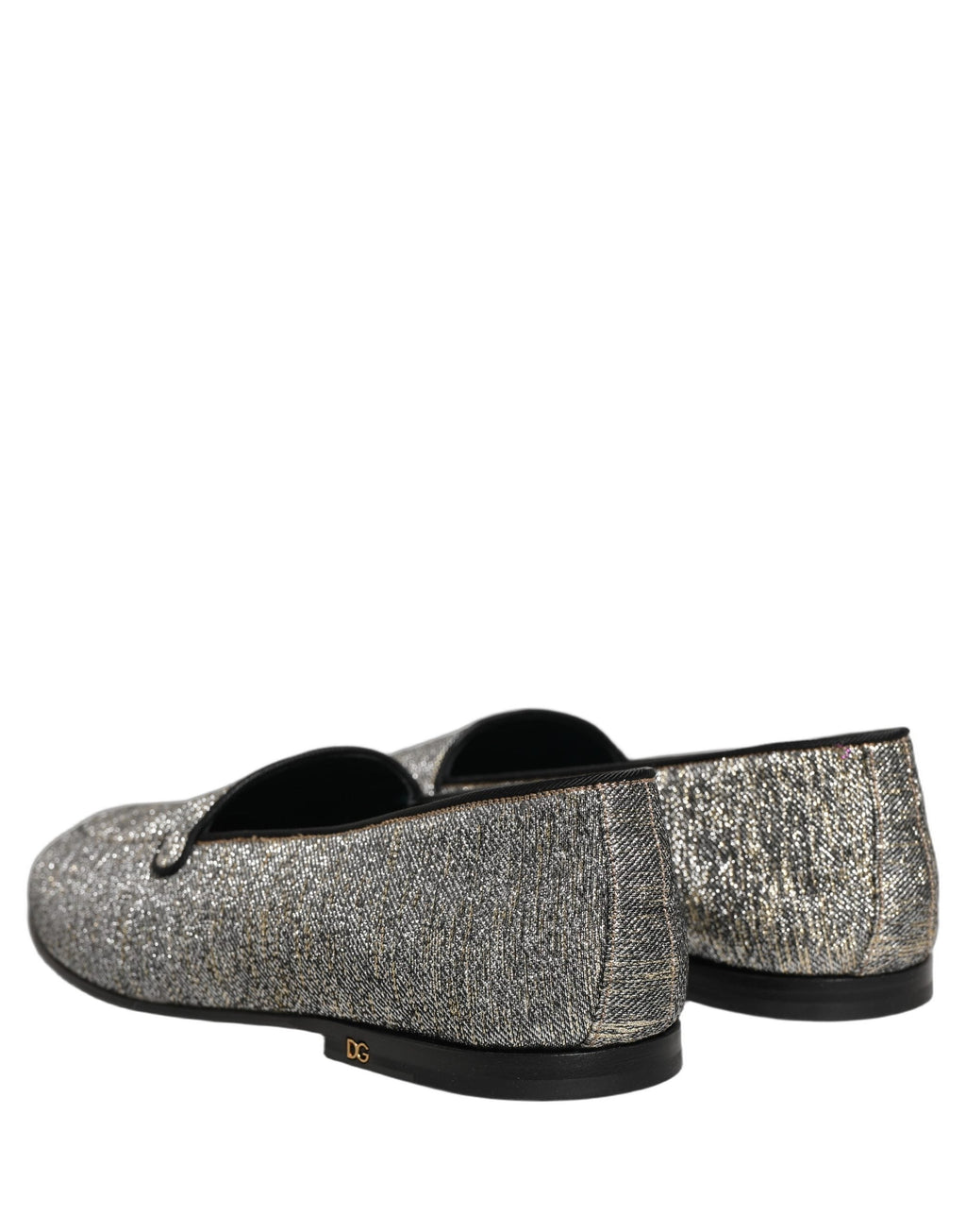 Dolce & Gabbana Gray Lurex Glitter Men Dress Loafers Shoes