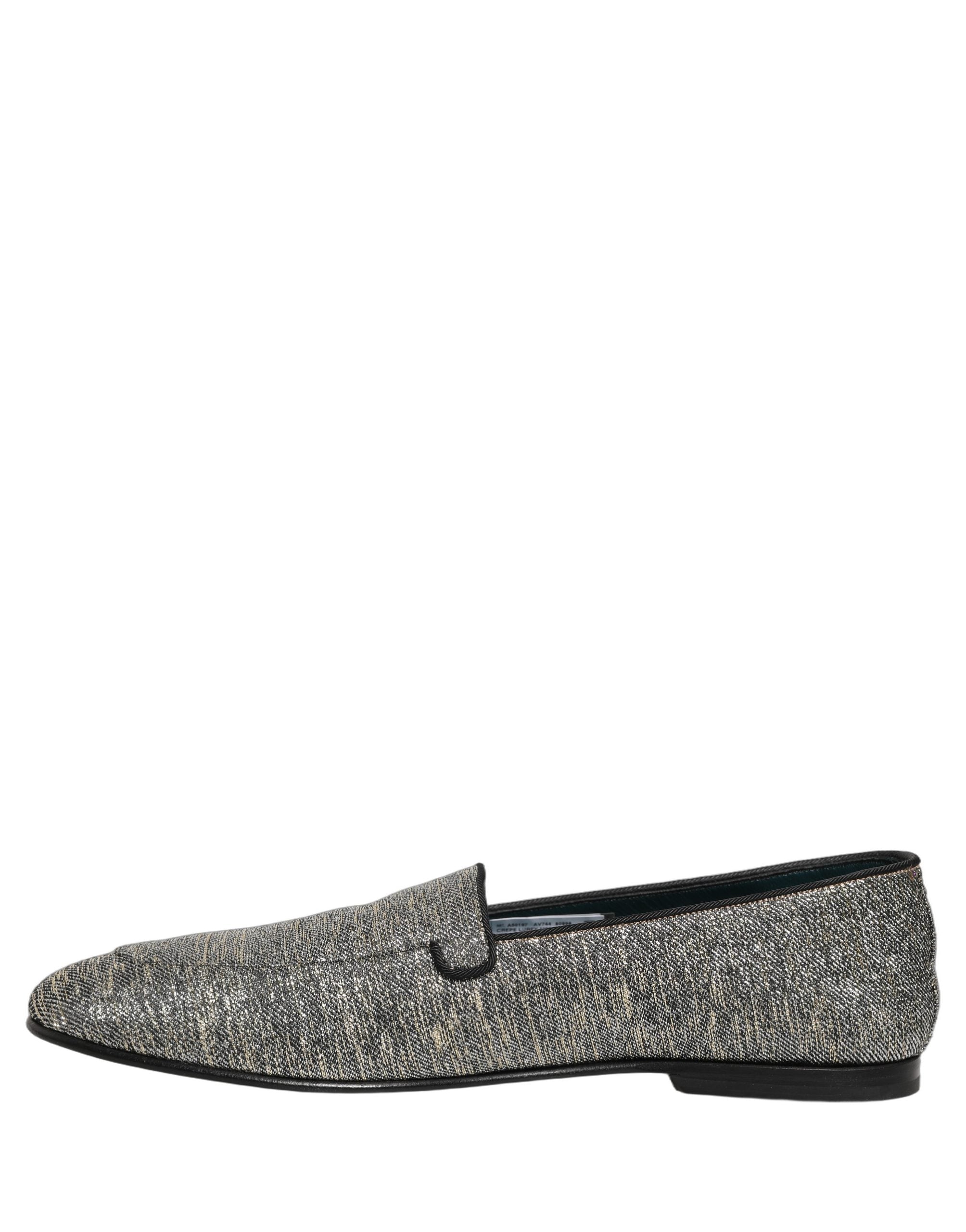 Dolce & Gabbana Gray Lurex Glitter Men Dress Loafers Shoes