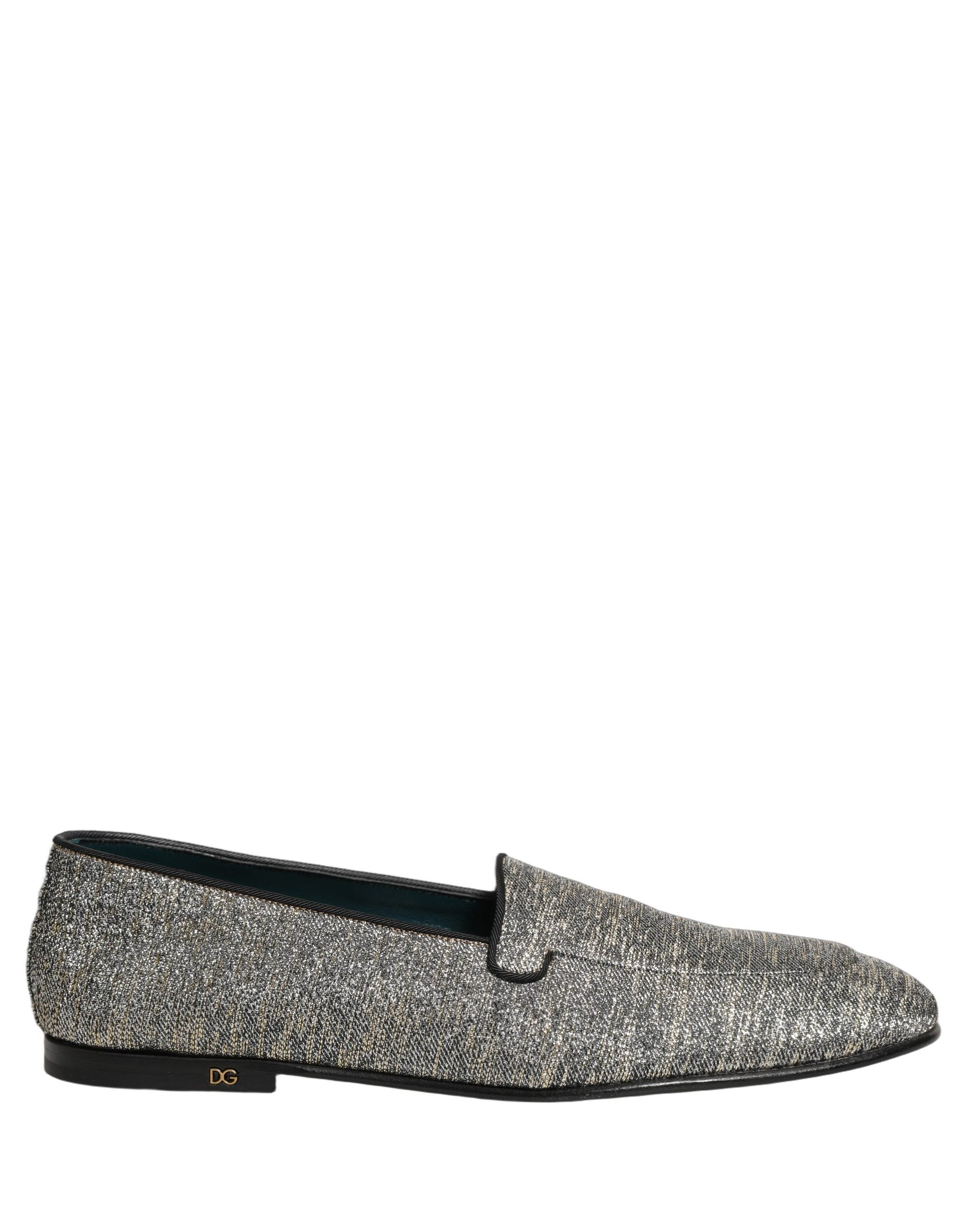 Dolce & Gabbana Gray Lurex Glitter Men Dress Loafers Shoes