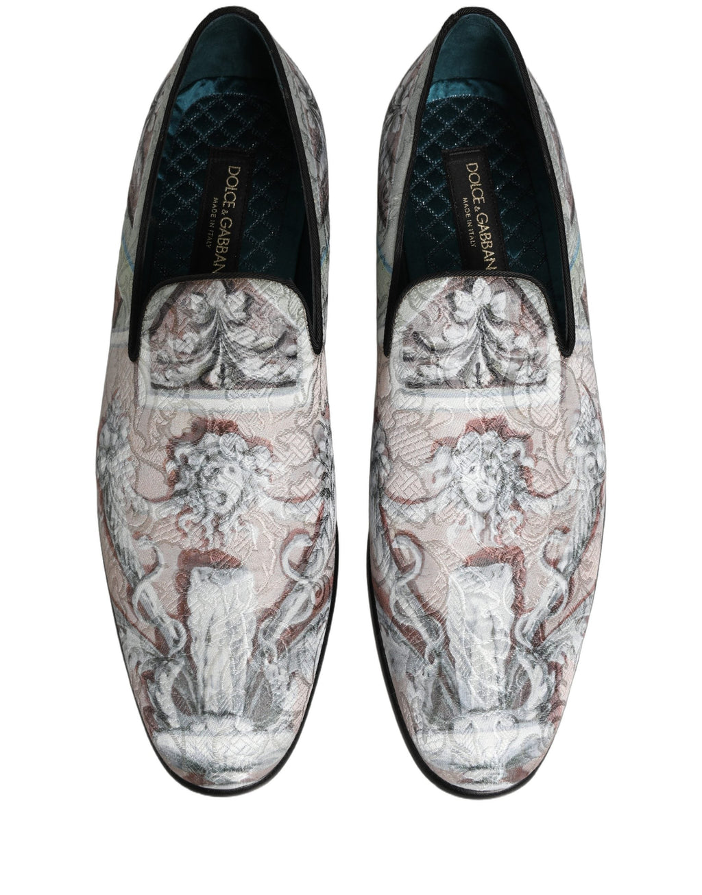 Dolce & Gabbana Multicolor Velvet Baroque Dress Loafers Shoes