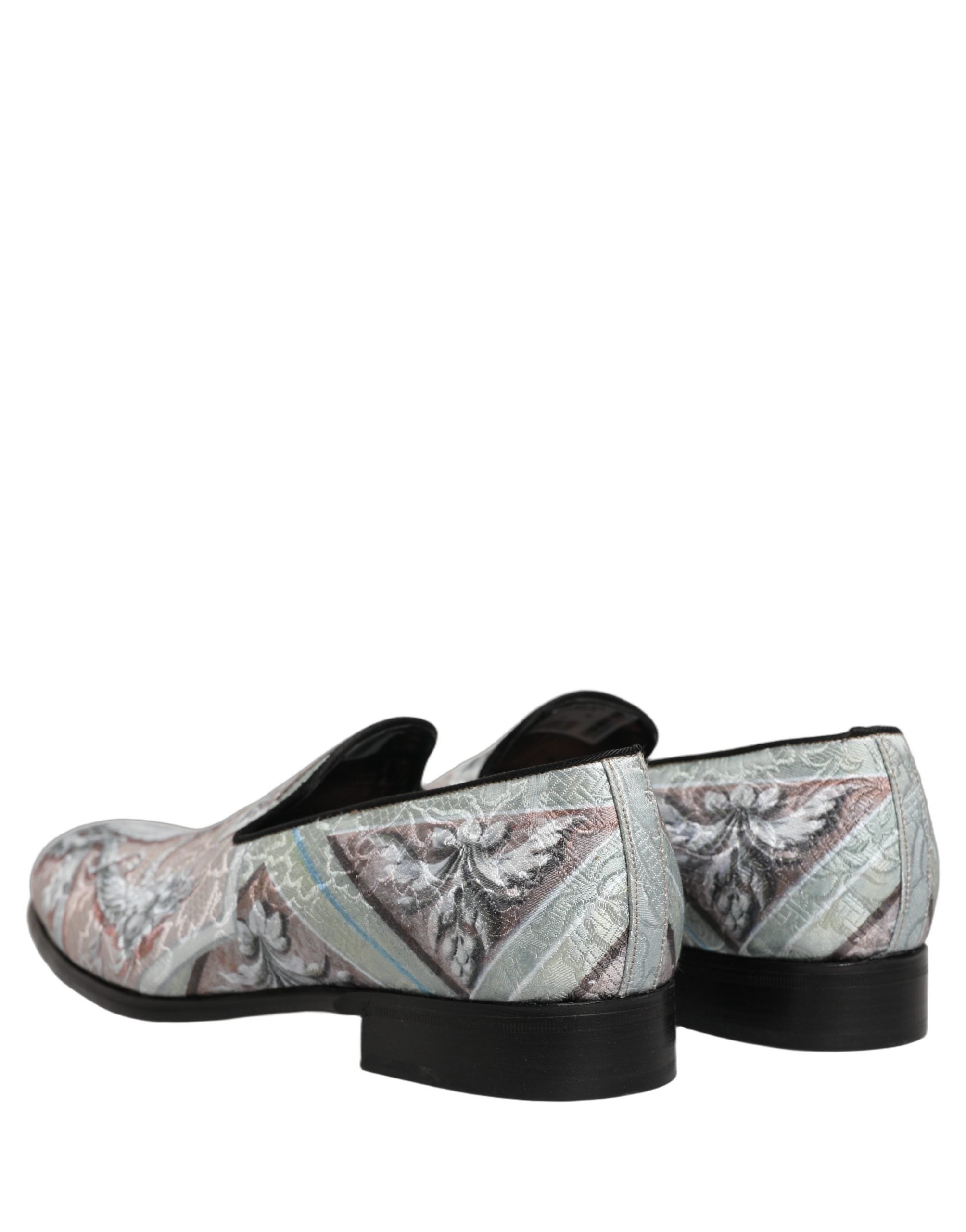 Dolce & Gabbana Multicolor Velvet Baroque Dress Loafers Shoes