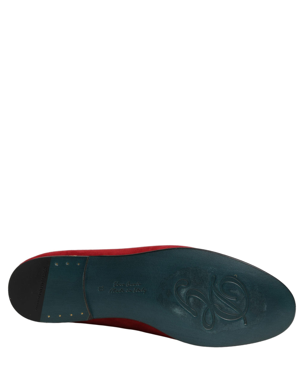 Dolce & Gabbana Red Suede Logo Slip On Flats Loafers Shoes