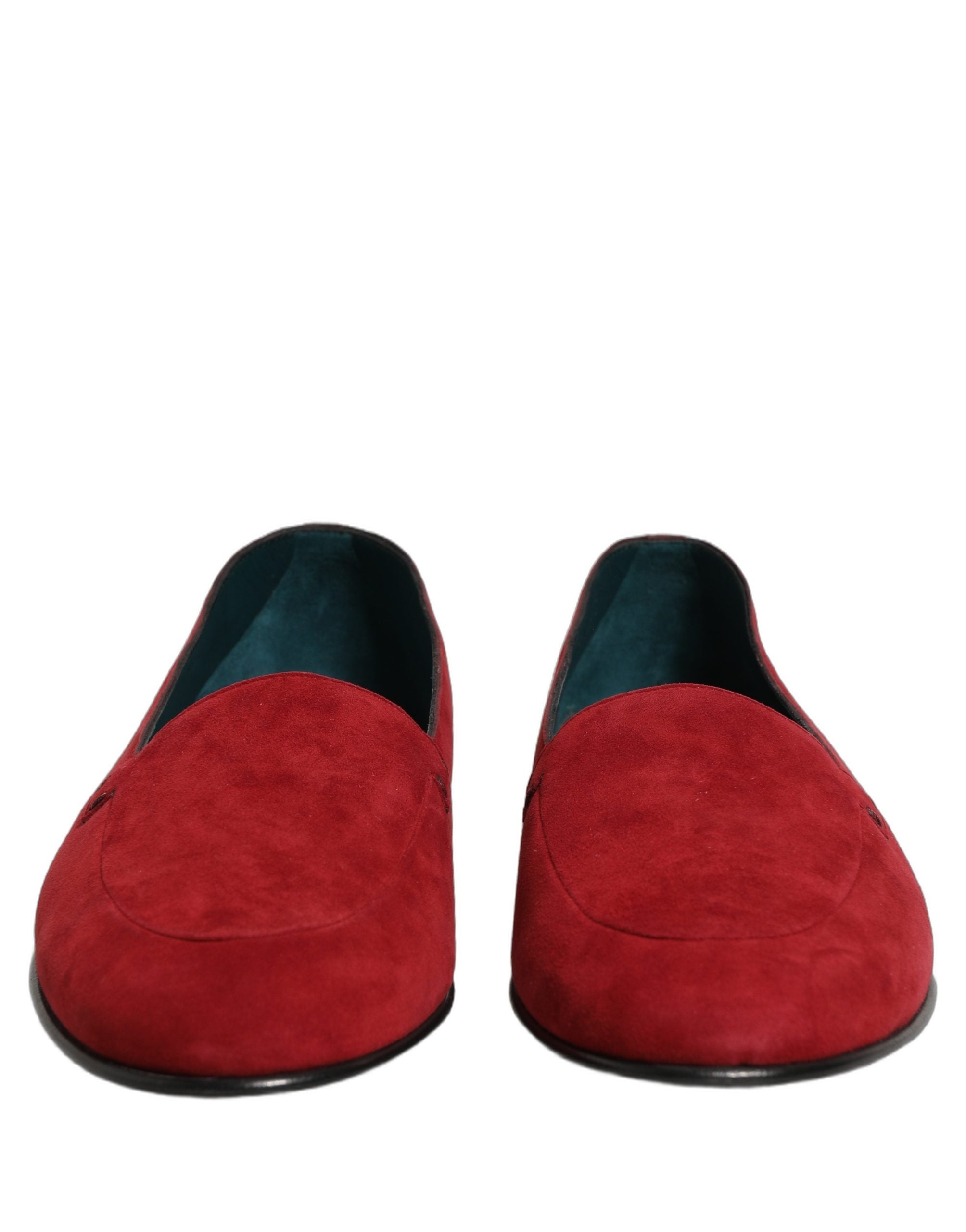 Dolce & Gabbana Red Suede Logo Slip On Flats Loafers Shoes